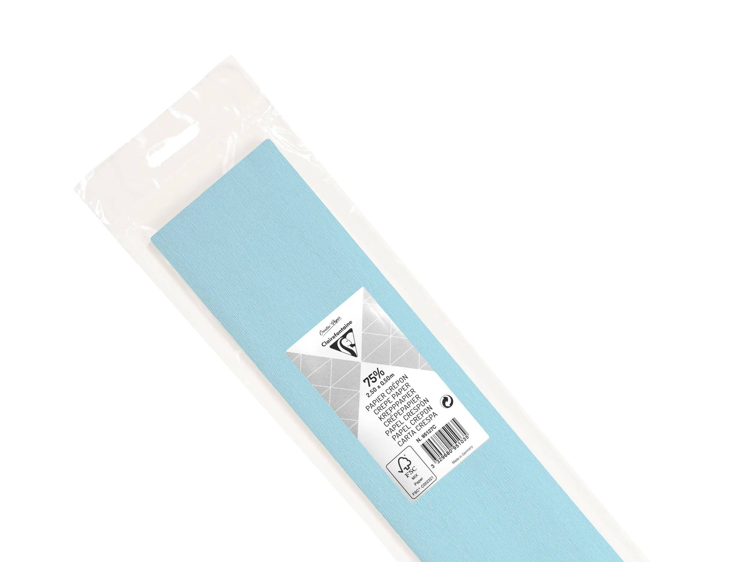 Packung mit hellbauem Seidenpapier mit durchsichtiger Kunststoffverpackung und Produktetikett mit Angabe von 75 Blatt.