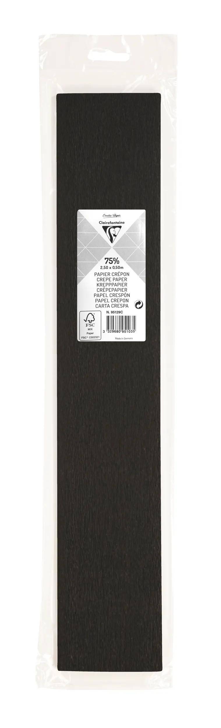 Clairefontaine 10x Krepppapier 1 Blatt ,50x0,50m Schwarz 95129C