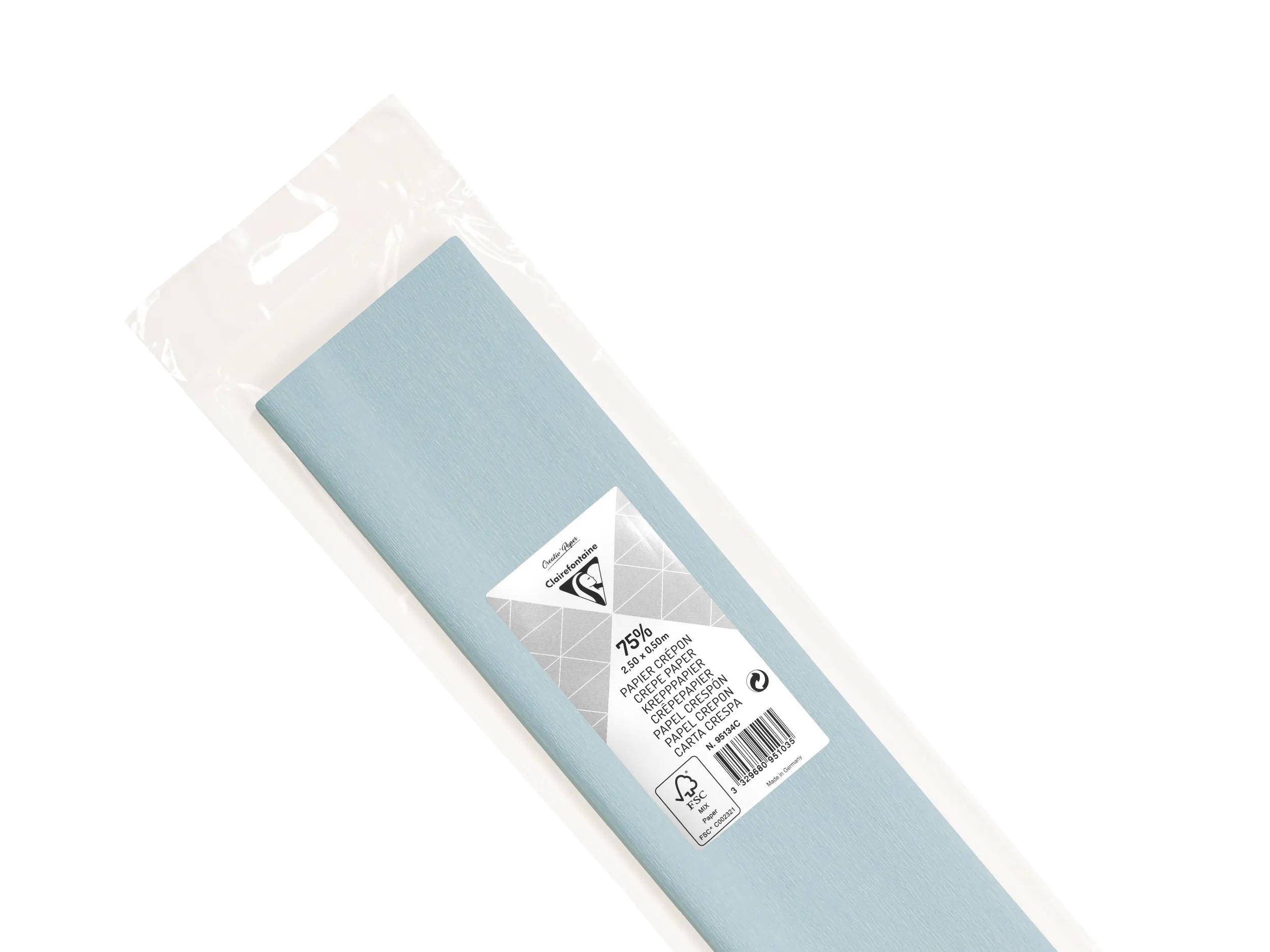 Clairefontaine 10x Krepppapier 1 Blatt 2,50x0,50m Blassblau 95134C