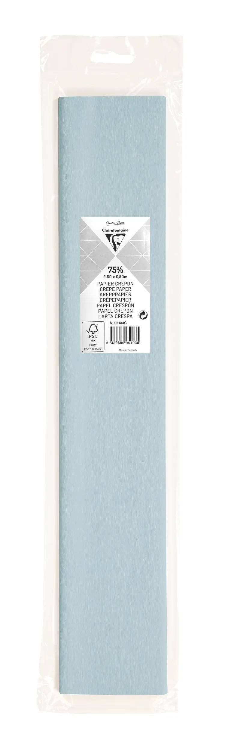 Clairefontaine 10x Krepppapier 1 Blatt 2,50x0,50m Blassblau 95134C