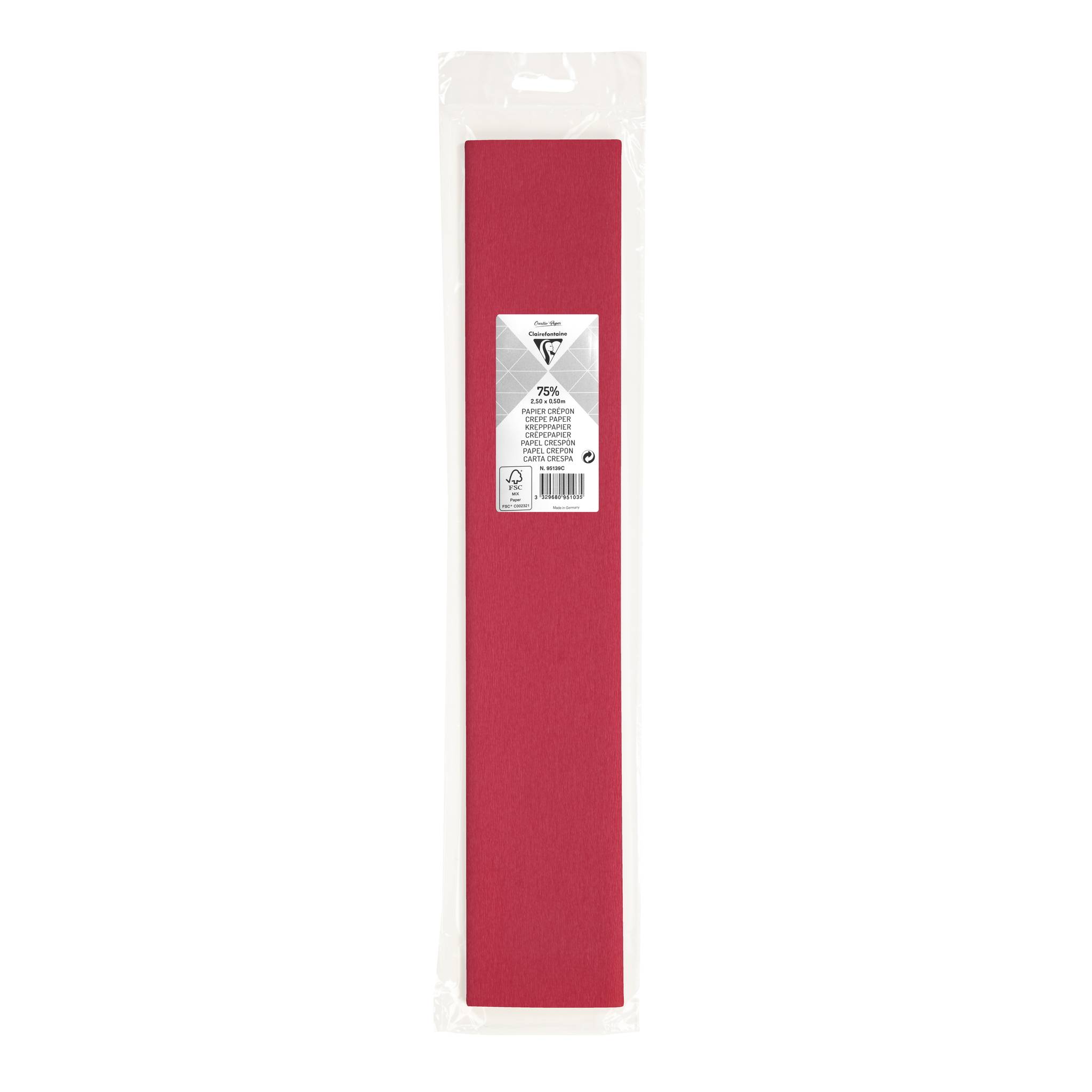 Clairefontaine 10x Krepppapier Blisterpackung 1 Blatt 2,50x0,50m Lachs 95139C