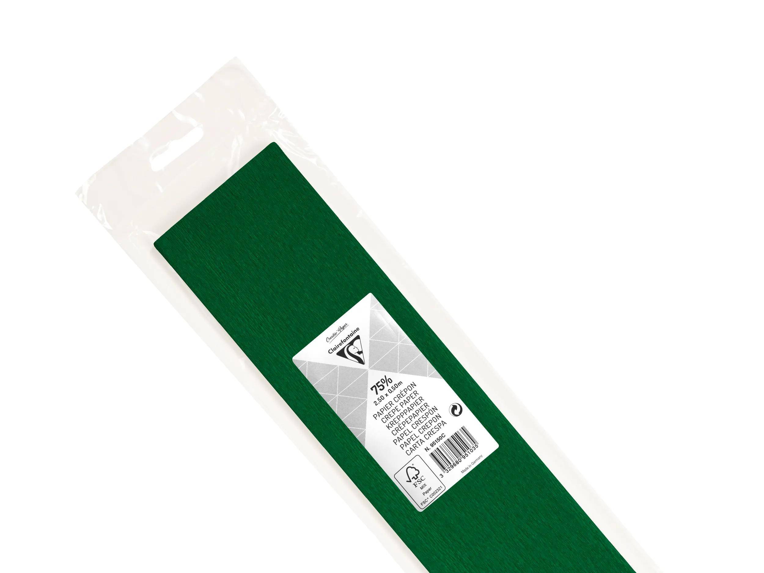 Clairefontaine 10x Krepppapier 1 Blatt 2,50x0,50m Imperialgrün 95150C