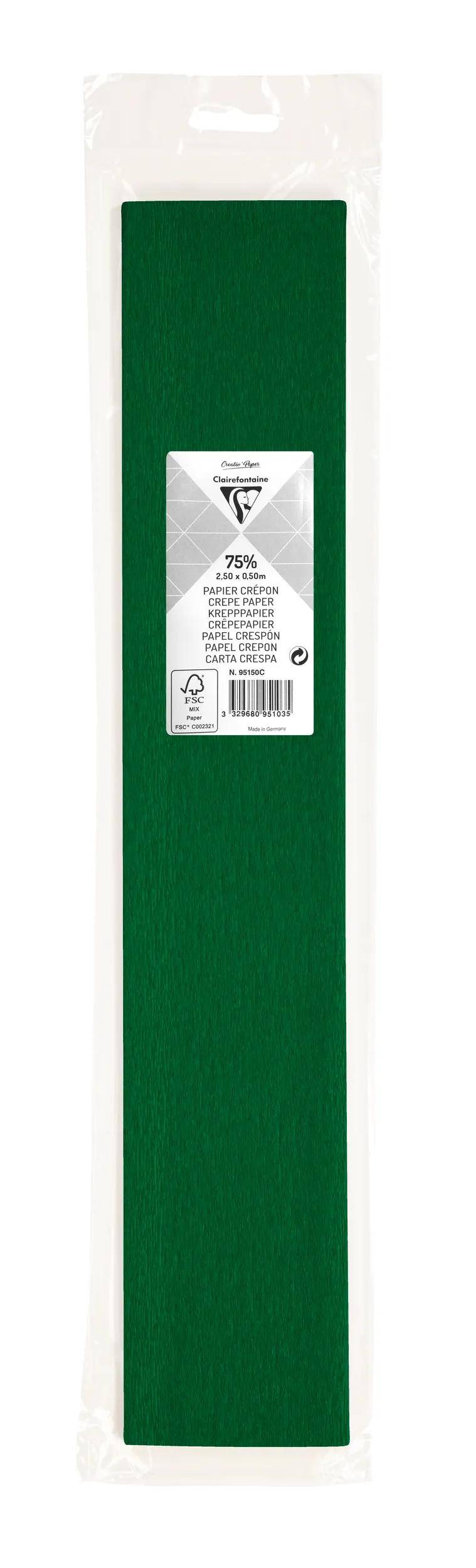 Clairefontaine 10x Krepppapier 1 Blatt 2,50x0,50m Imperialgrün 95150C