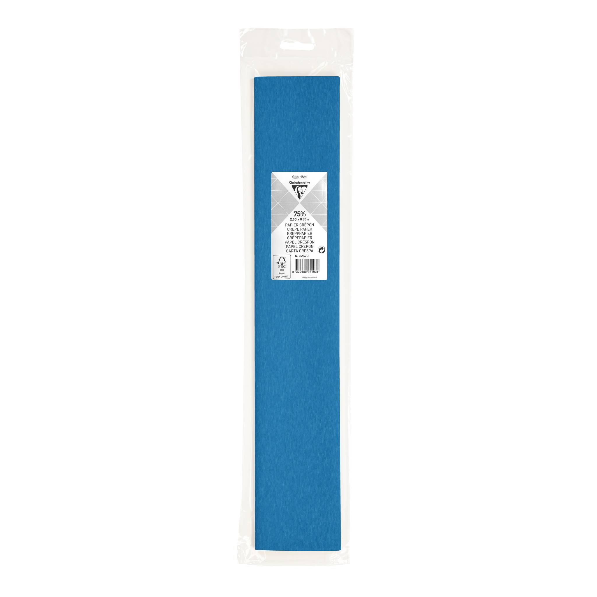 Clairefontaine 10x Krepppapier 1 Blatt 2,50x0,50m Petroliumblau 95157C