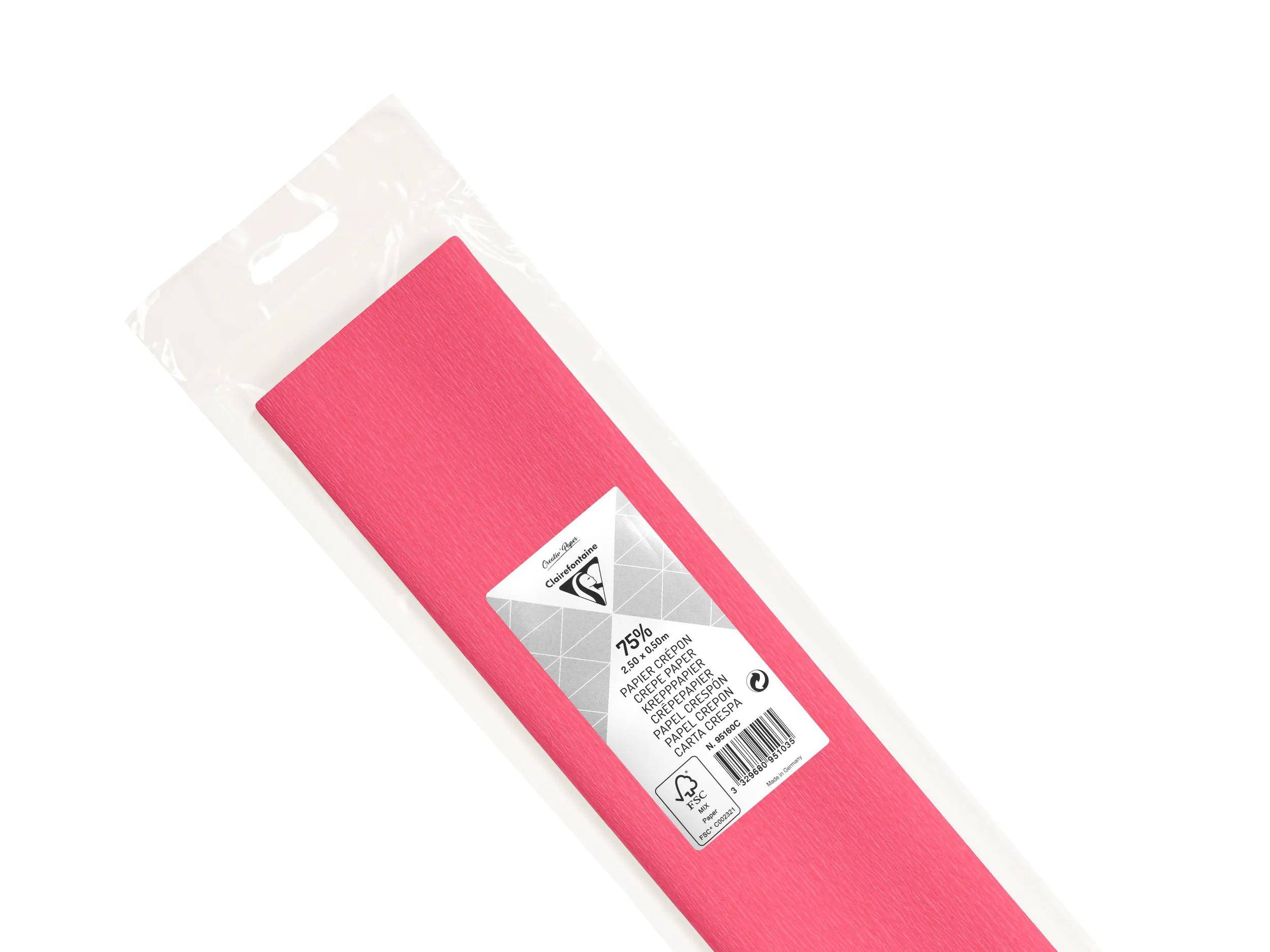 Clairefontaine 10x Krepppapier 1 Blatt 2,50x0,50m Mittelrosa 95160C