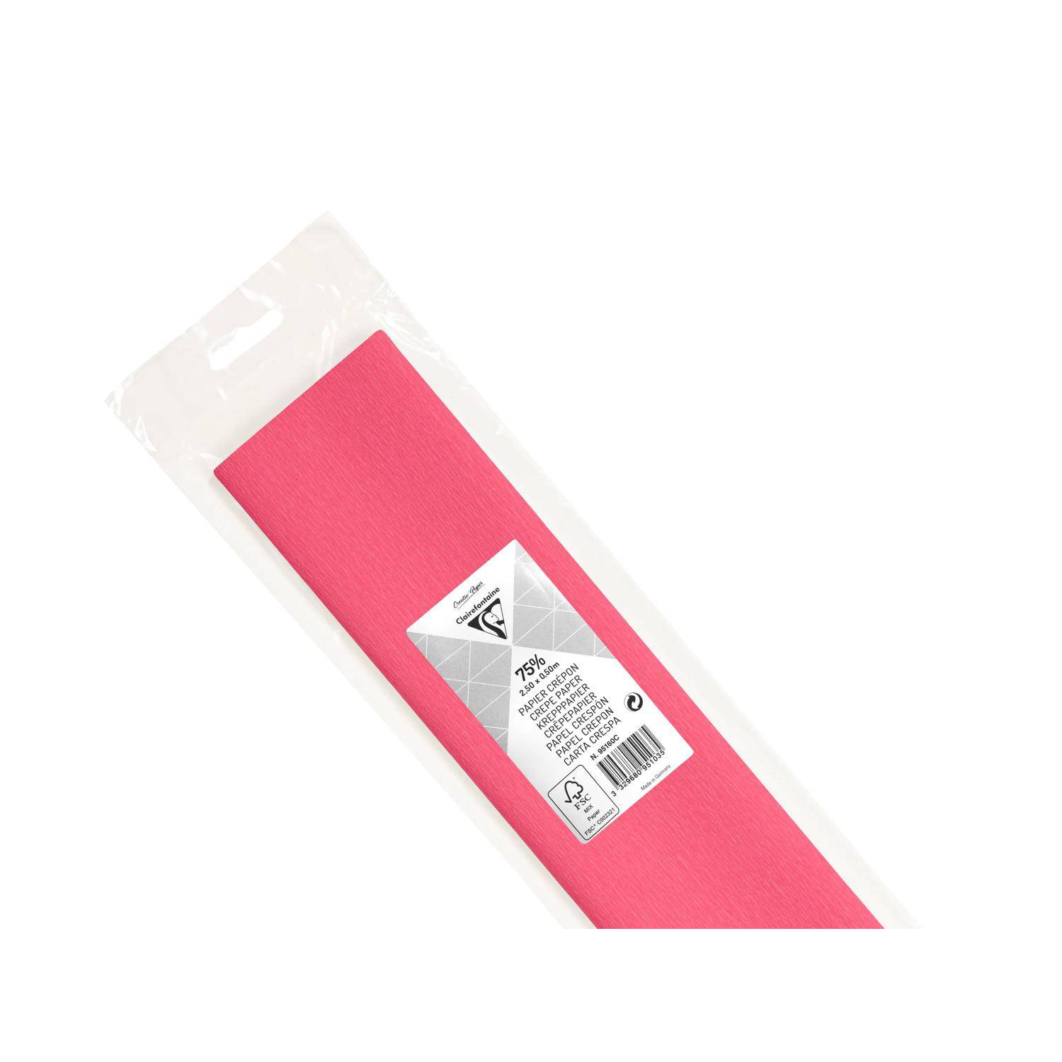 Rosa rechteckiges Bastelpapier in durchsichtiger Kunststoffverpackung mit weißem Produktetikett auf einfachem Hintergrund.