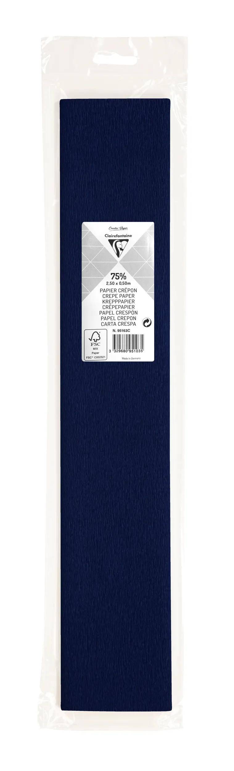 Clairefontaine 10x Krepppapier 1 Blatt 2,50x0,50m Marineblau 95163C