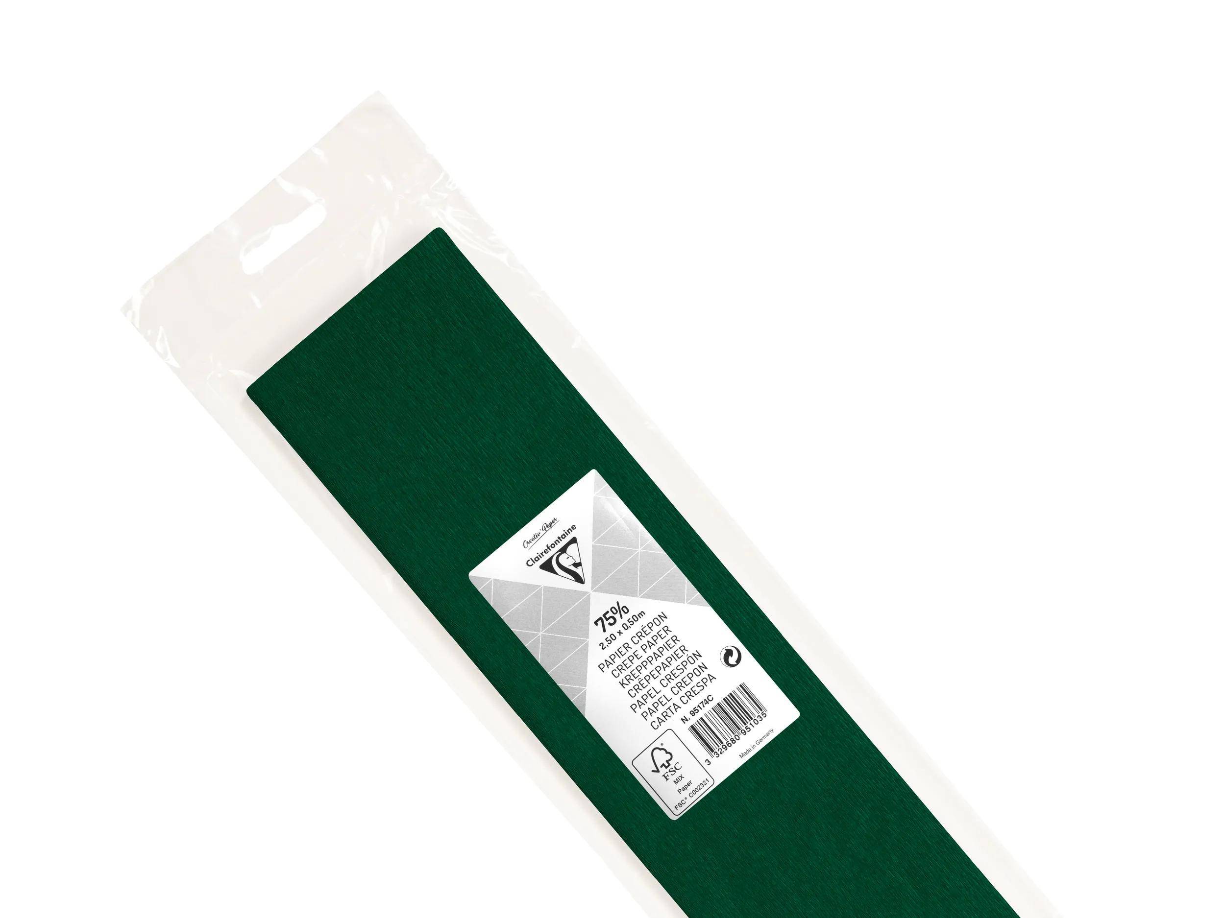 Clairefontaine 10x Krepppapier Blisterpackung 1 Blatt2,50x0,50m Glasgrün 95174C