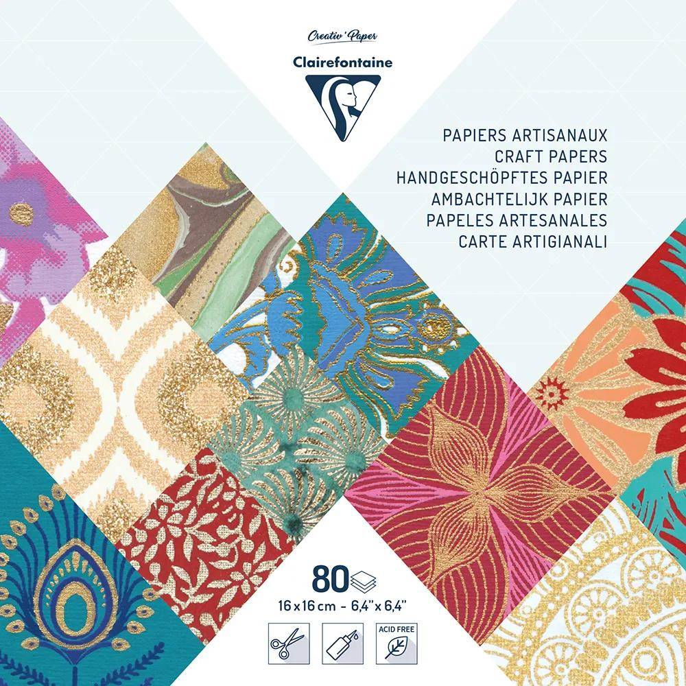 Clairefontaine 3x Papiere Maxi-Block 16x16cm 80 Blatt Mehrfarbig 95217C