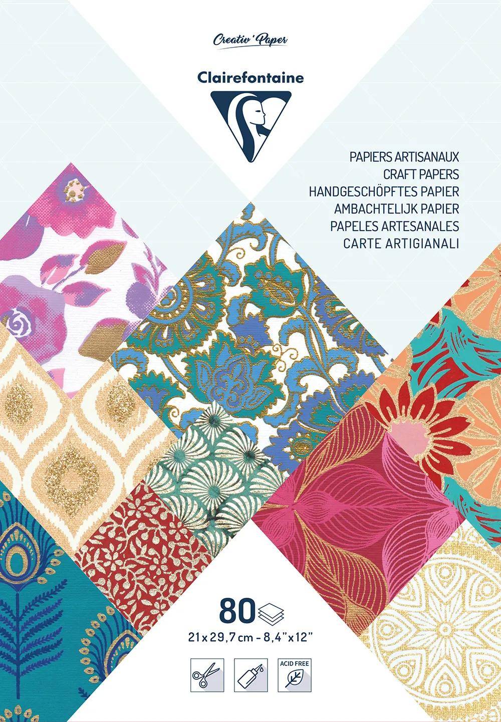 Clairefontaine 3x Papiere aus aller Welt, Maxi-Block A4, 80 Bl Mehrfarbig 95218C