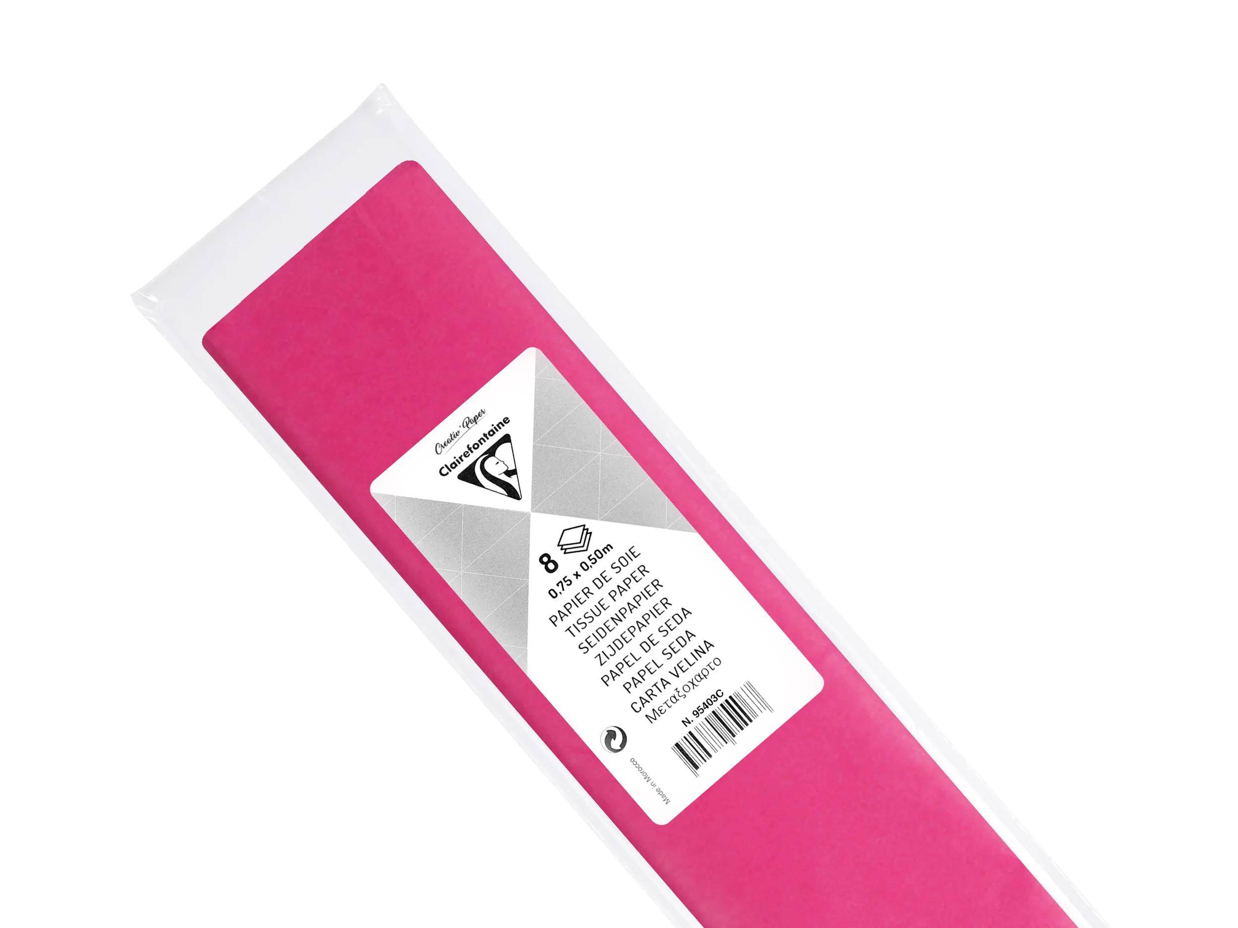 Clairefontaine 10x Seidenpapier, Pack. 8 Bogen 50x75cm Zyklamenrot 95403C