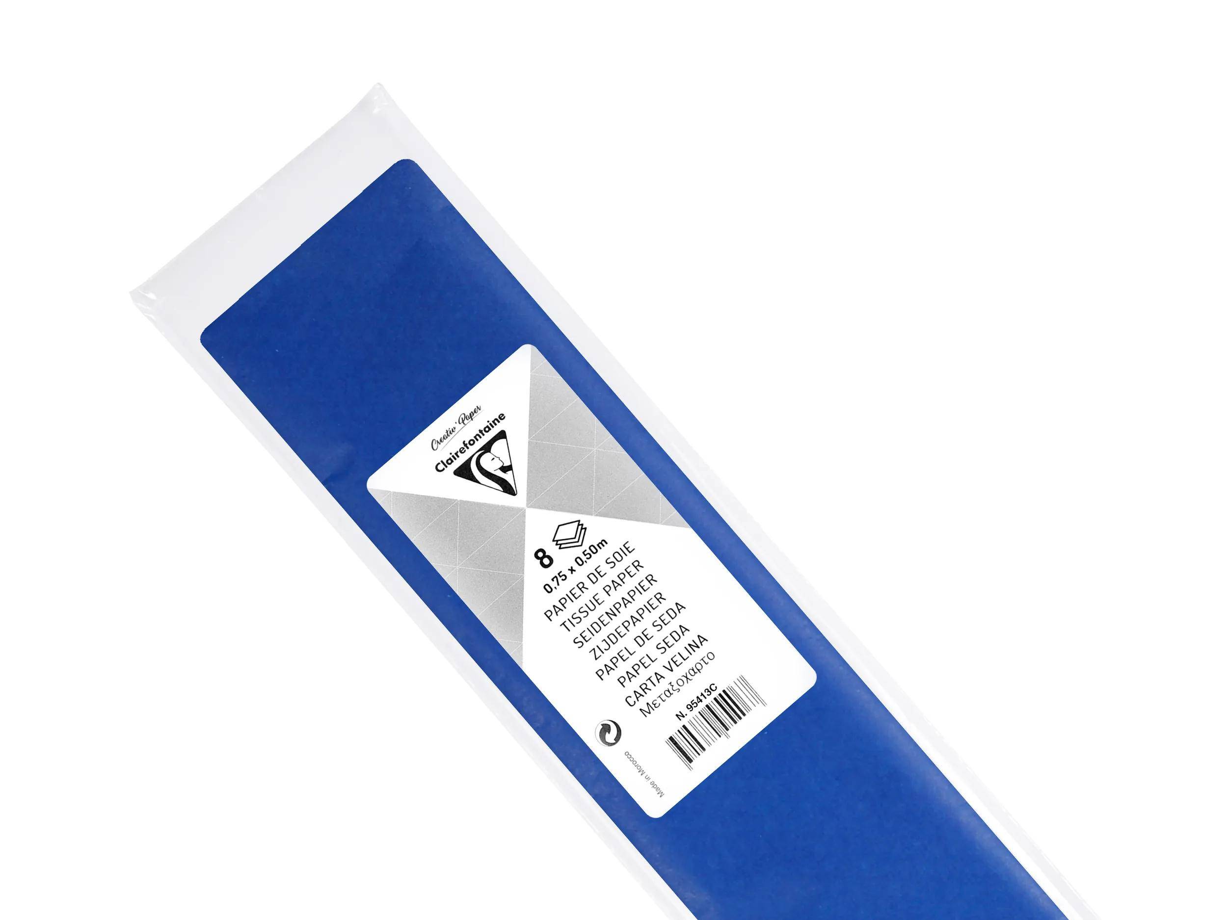 Clairefontaine 10x Seidenpapier, Pack. 8 Bogen im Format 50x75cm Tiefblau 95413C