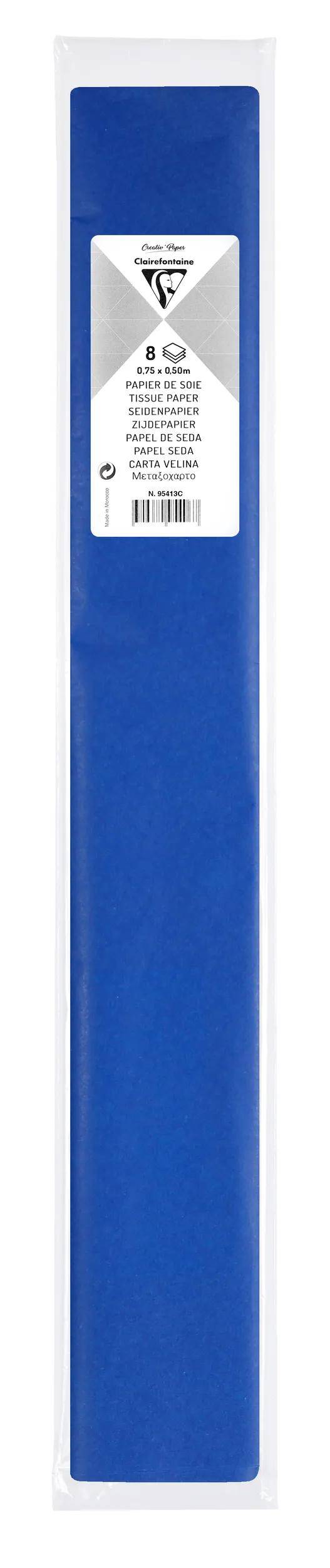 Ein Paket mit blauen selbstklebenden Filzauflagen mit einem weißen Etikett, das den Produktnamen und den Barcode zeigt.