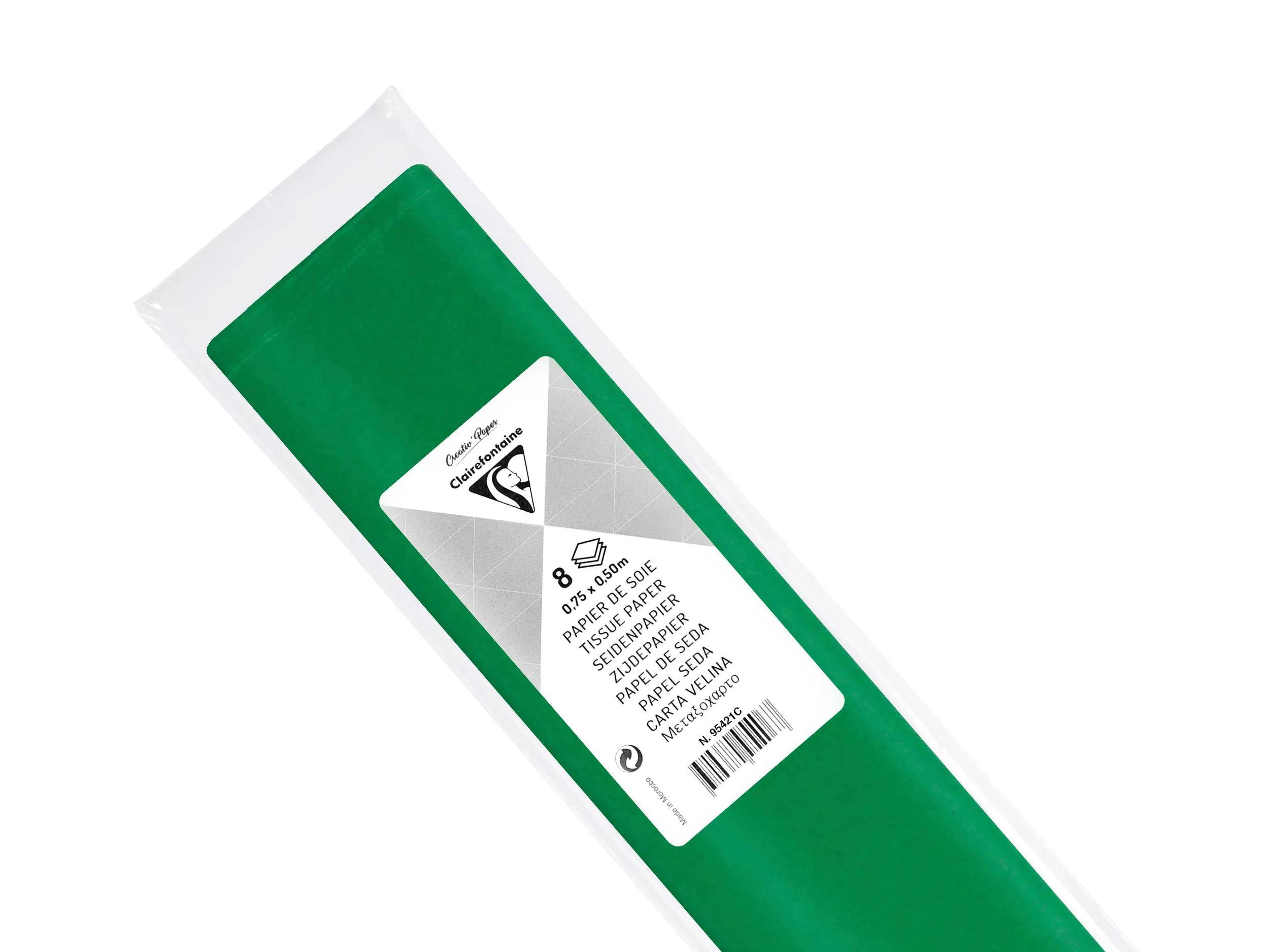 Clairefontaine 10x Seidenpapier, Pack. 8 Bogen 50x75cm - Wiesengrün 95421C