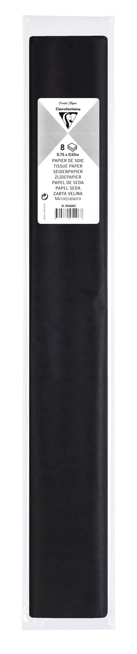 Clairefontaine 10x Seidenpapier, Pack. 8 Bogen 50x75cm - Schwarz 95429C