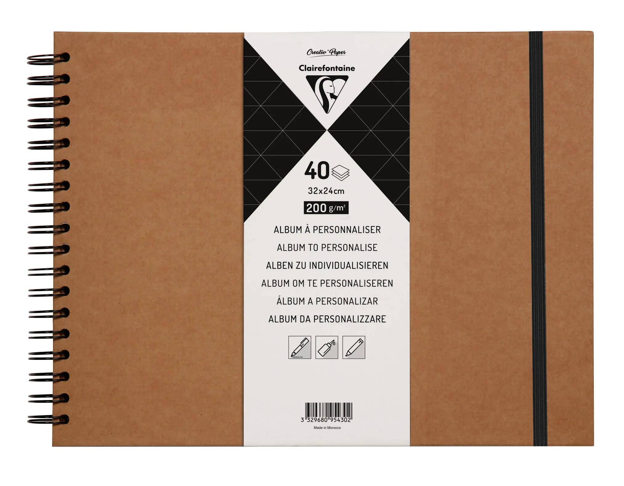 Clairefontaine 3x Album DIY 40 Bl Kraftpapier 200g 32x24 cm Kartonbraun 95430C
