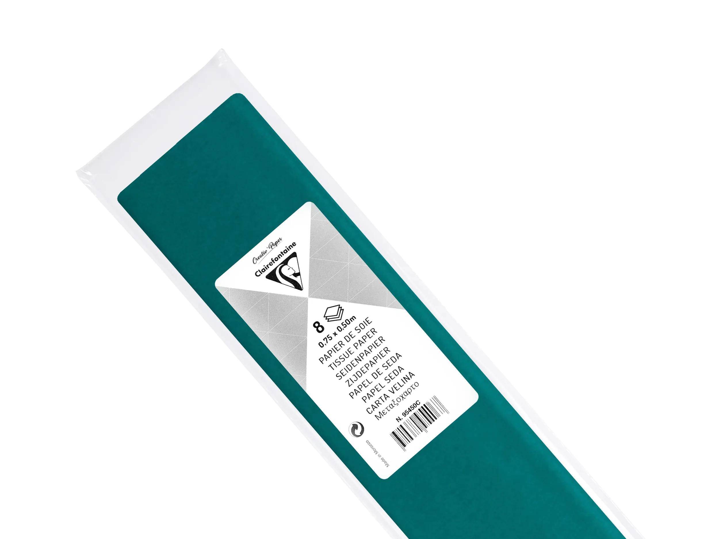 Clairefontaine 10x Seidenpapier, Pack. 8 Bogen 50x75cm - Imperialgrün 95450C
