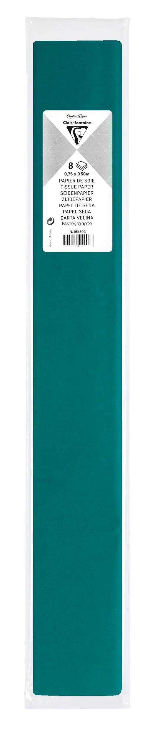 Clairefontaine 10x Seidenpapier, Pack. 8 Bogen 50x75cm - Imperialgrün 95450C