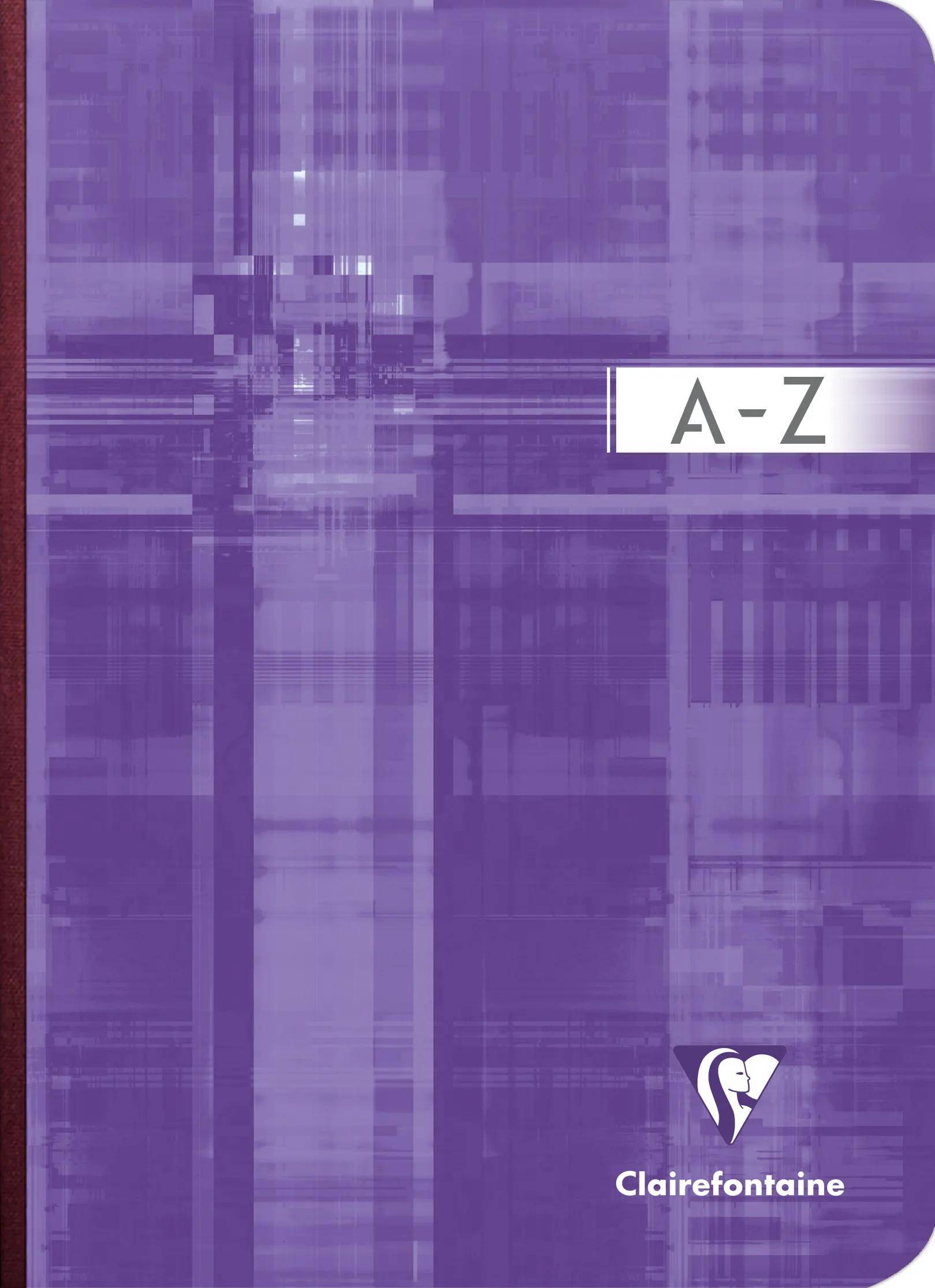 Violettes abstraktes Buchcover mit dem Titel „A-Z