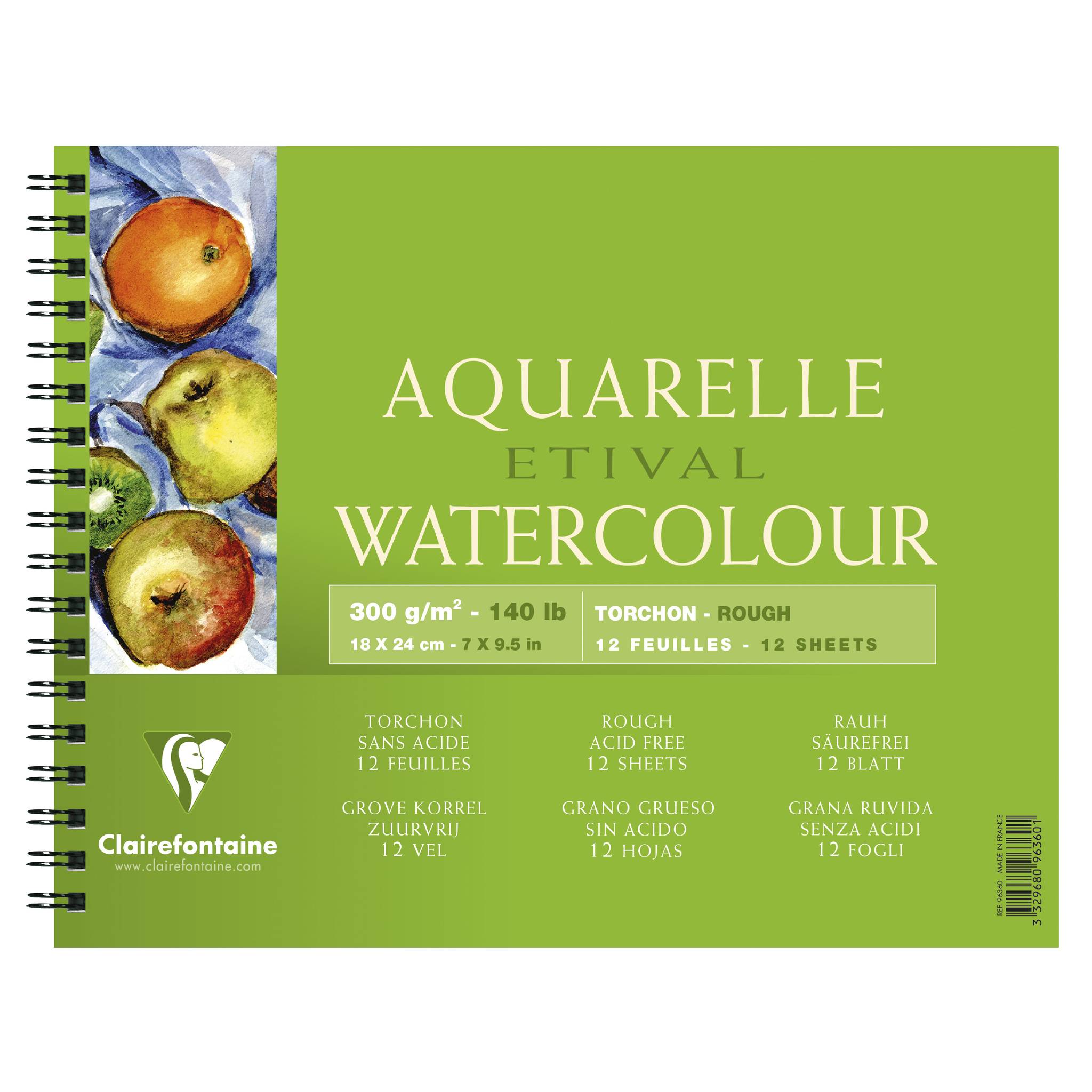 Clairefontaine 5x Aquarellpapier Block mit Doppelspirale 12 Blatt 18x24cm 96360C
