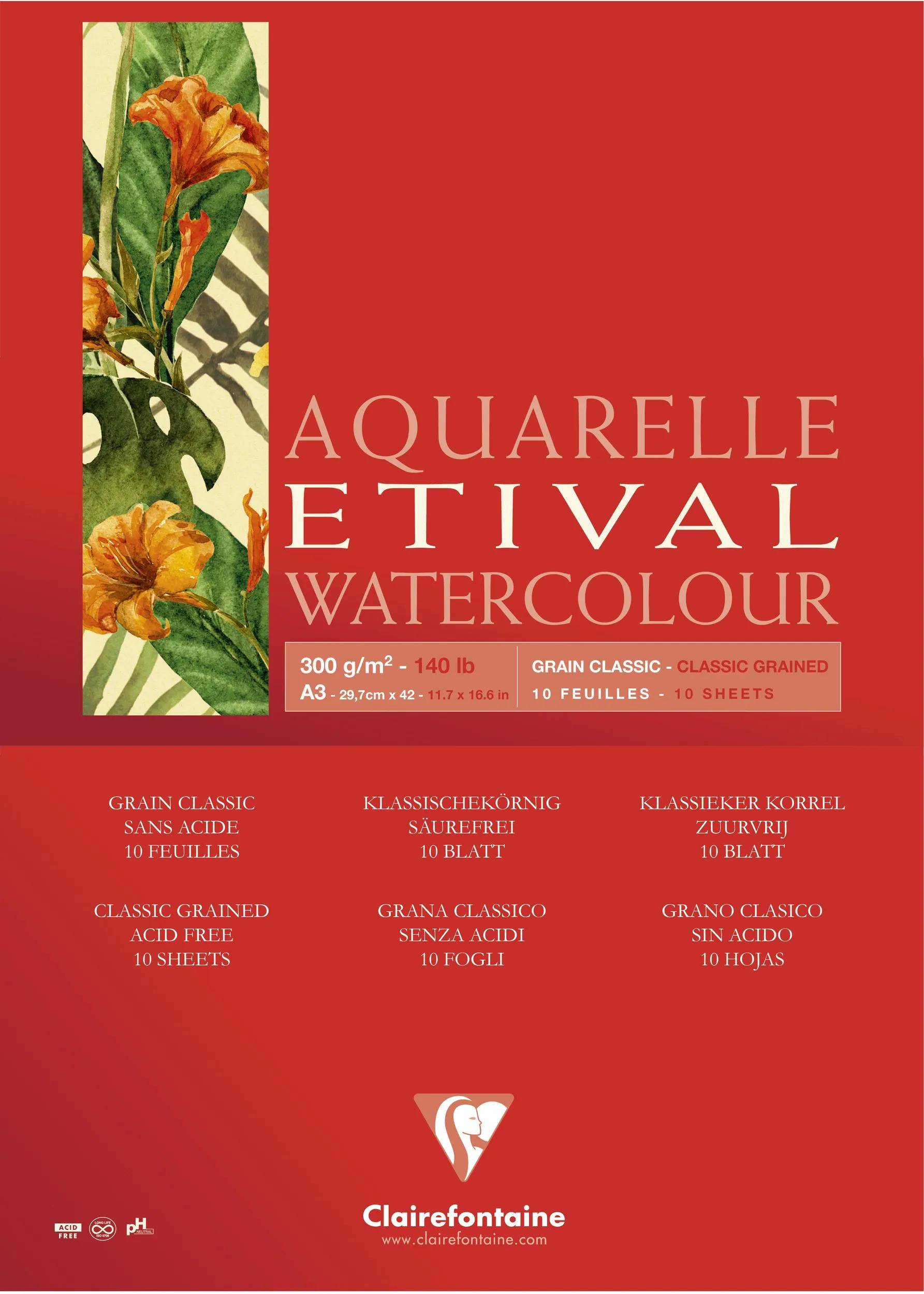 Rotes Aquarellpapierpapier mit der Aufschrift „AQUARELLE FESTIVAL WATERCOLOUR