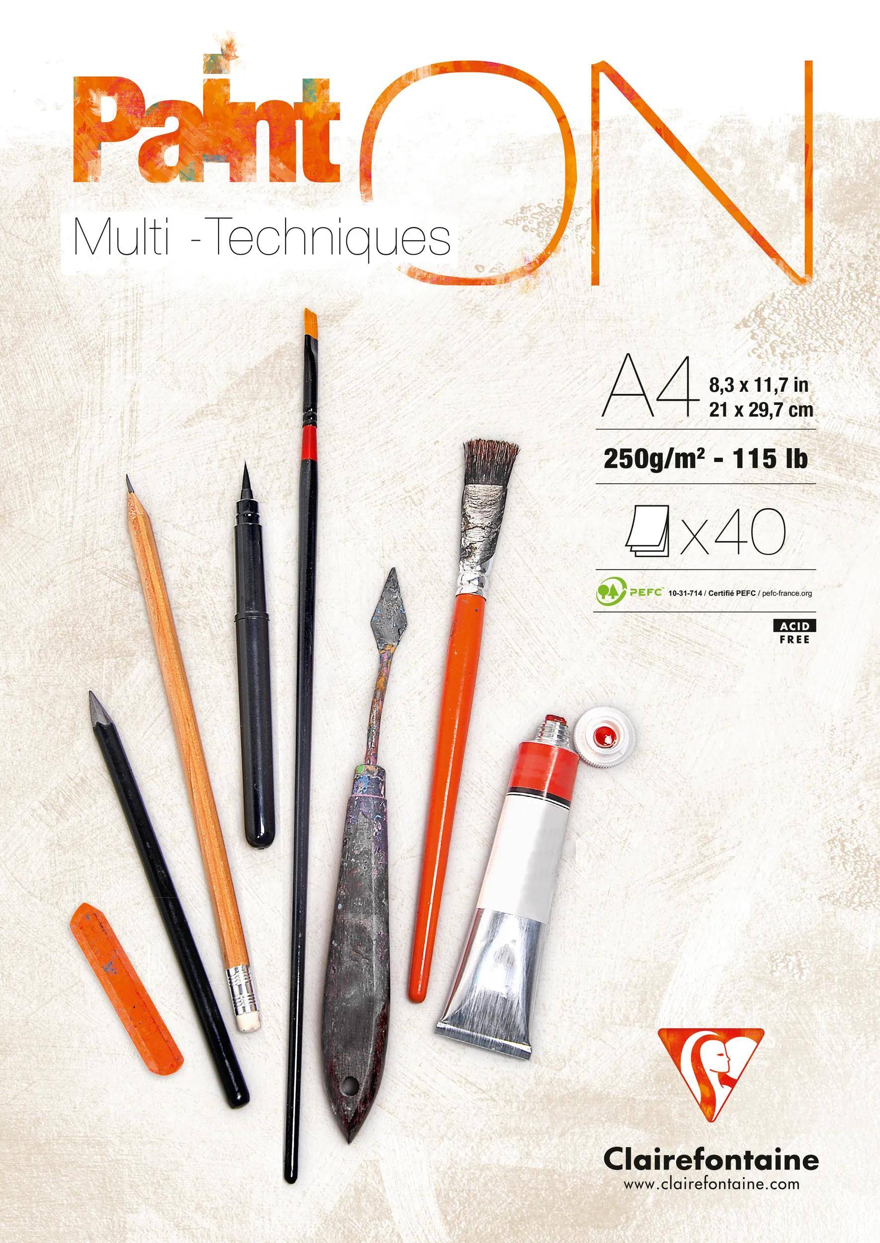 Clairefontaine 4x feinkörnig, Block A4, kopfseitig geleimt, 40 Blatt weiß 96537C