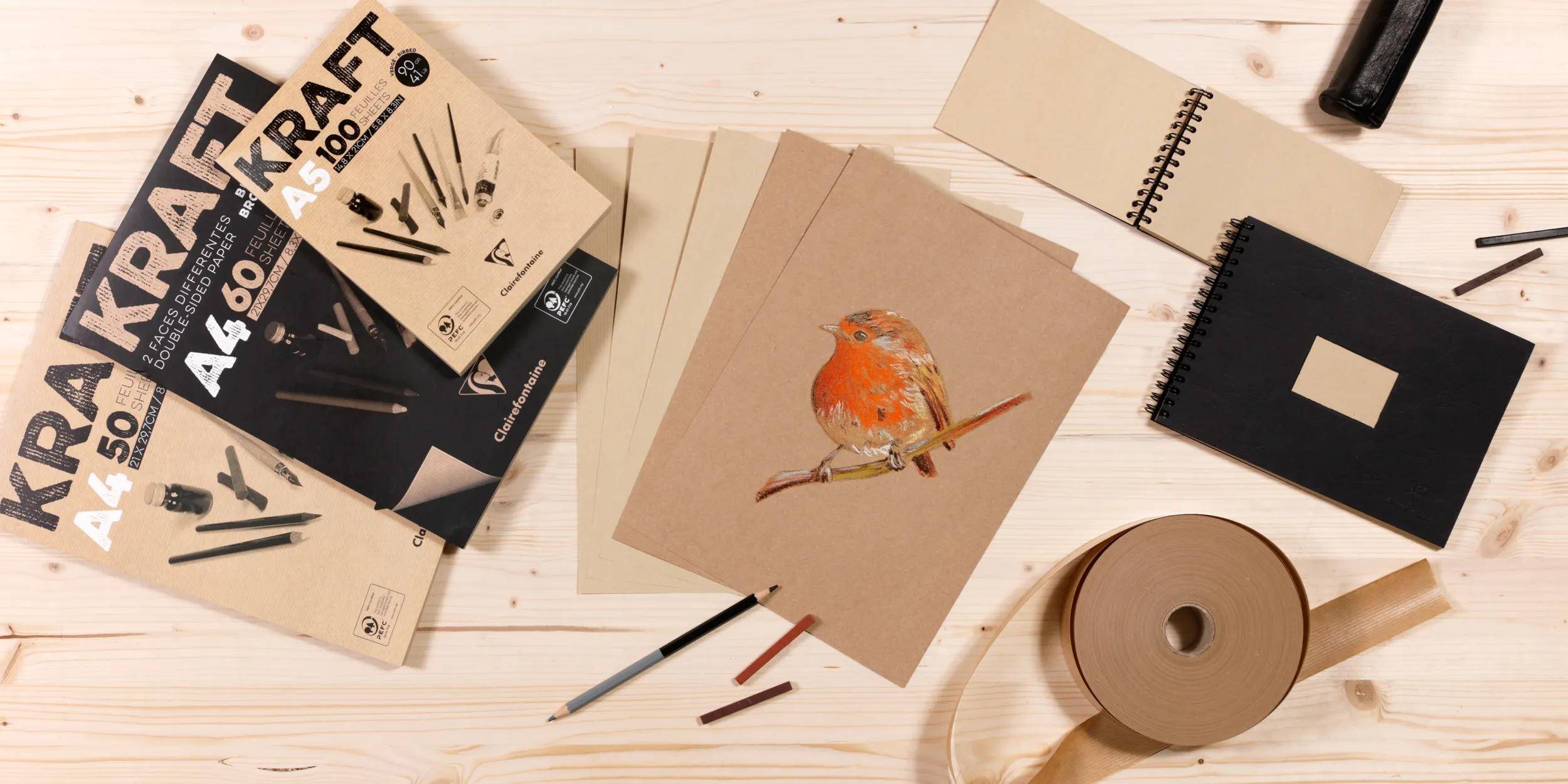 Clairefontaine 2x Block Kraftpapier, geleimt, 100 Blatt A3 90g 96546C