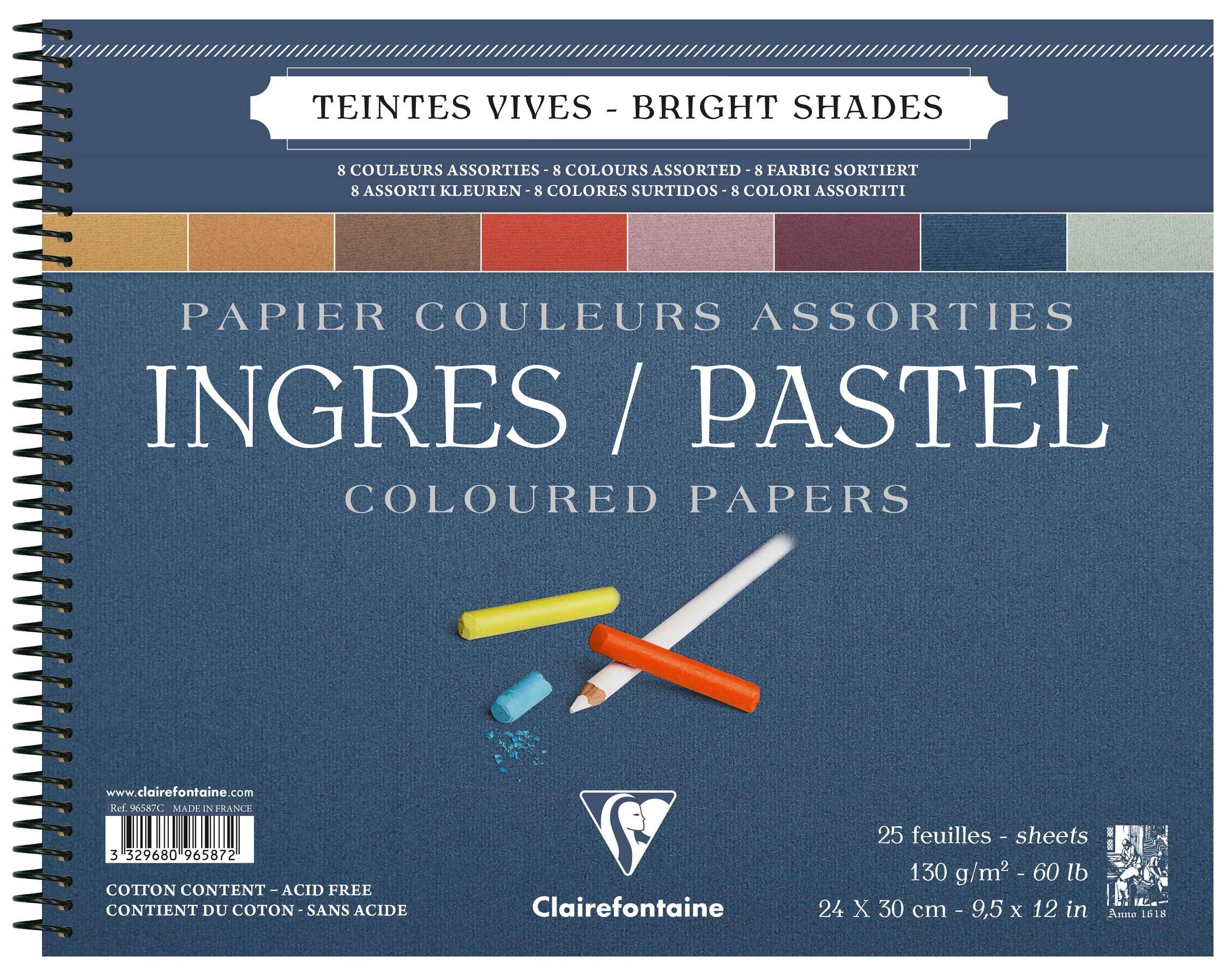 Clairefontaine 5x Block 24x30cm 25 Blatt Lebendige Farben sort. 96587C