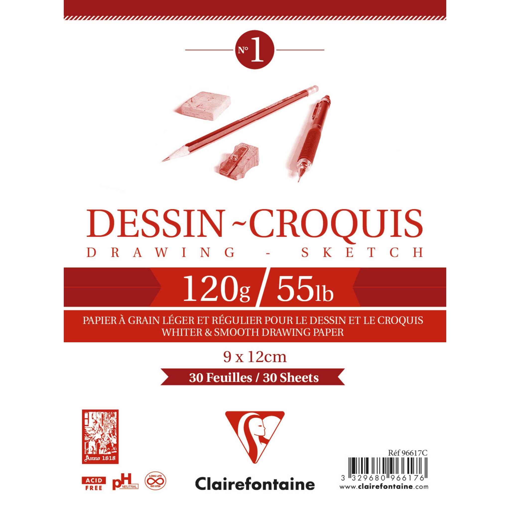 Verpackung für Clairefontaine Skizzenpapier, mit der Bezeichnung „Dessin-Croquis