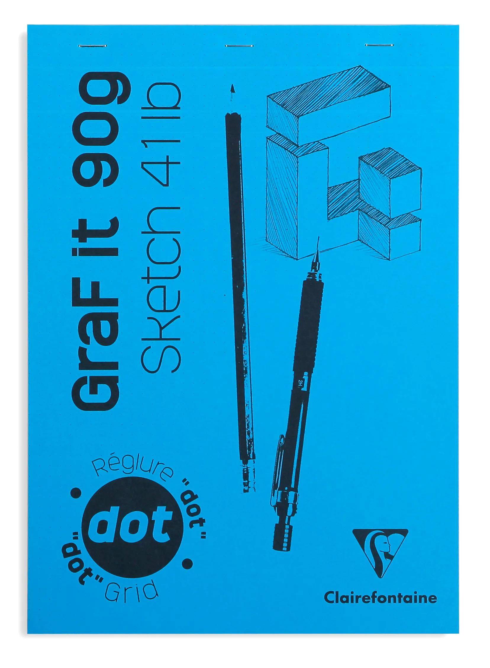 Blauer Clairfontaine Graph it 909 Skizzenblock mit Bleistiften, geometrischer Skizze und „Punkt-Raster