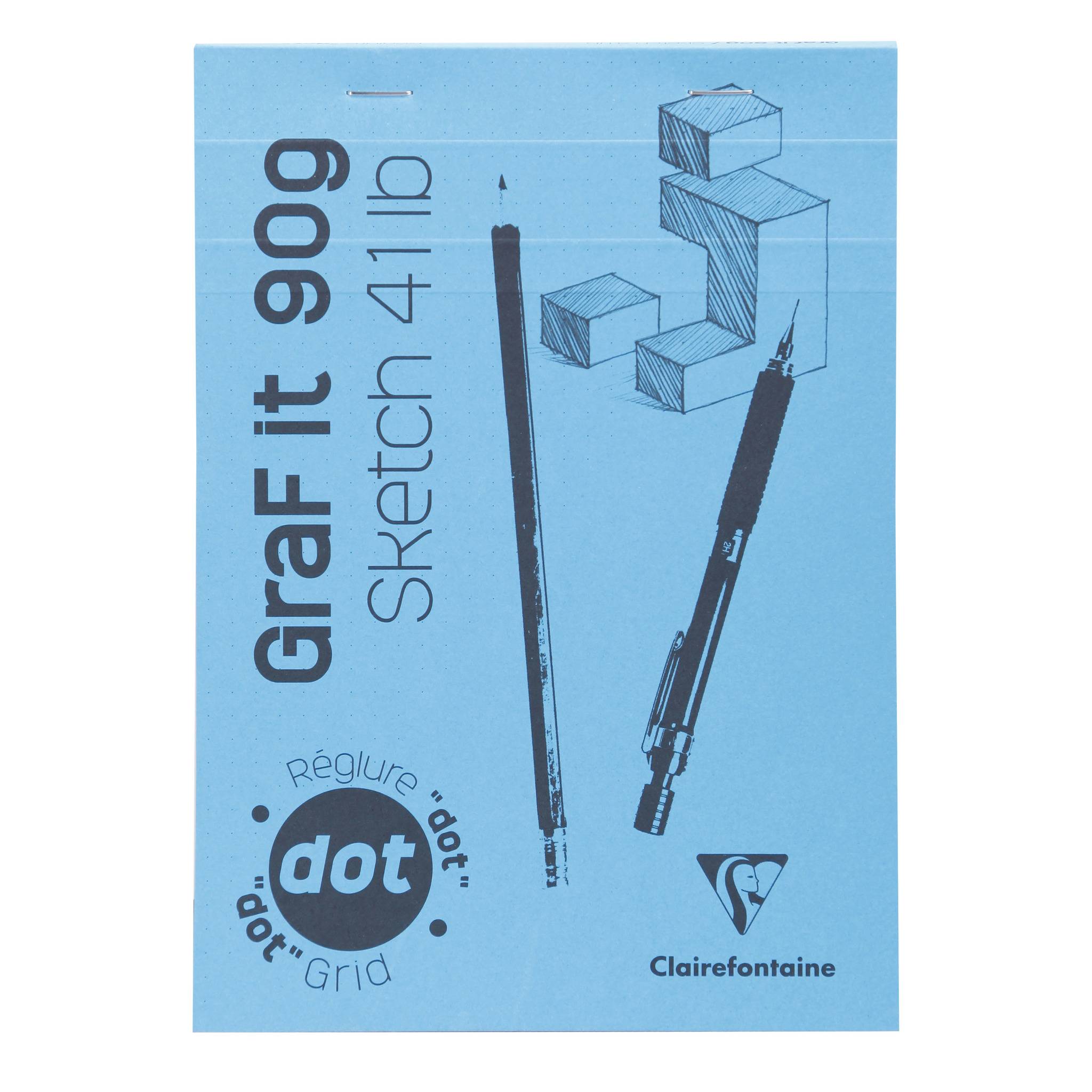 Blauer Zeichenblock-Umschlag mit der Bezeichnung „Graf it 909 Sketch 41 lb