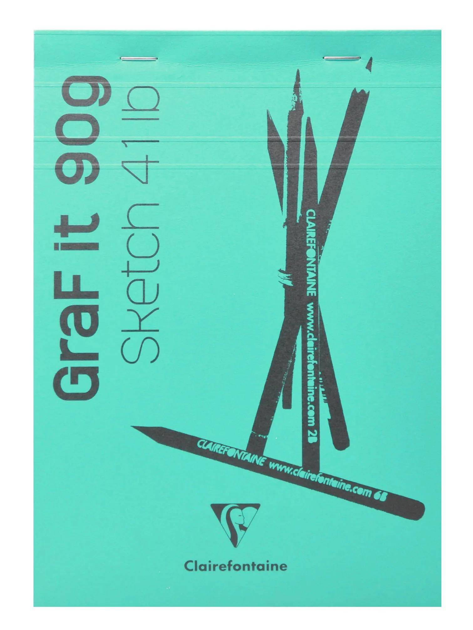 Türkisfarbener Clairefontaine Skizzenblock mit der Aufschrift „Graf it 609