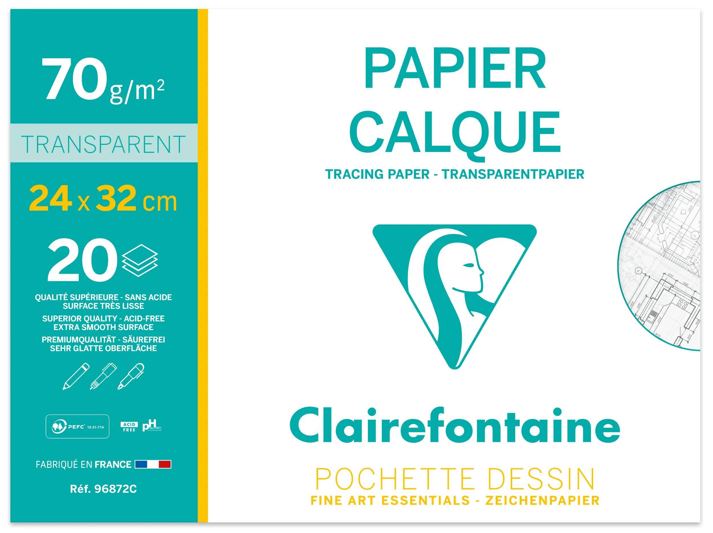 Clairefontaine 10x Transparentpapier, Packung mit 20 Bl, 24x32cm, 70/75g 96872C