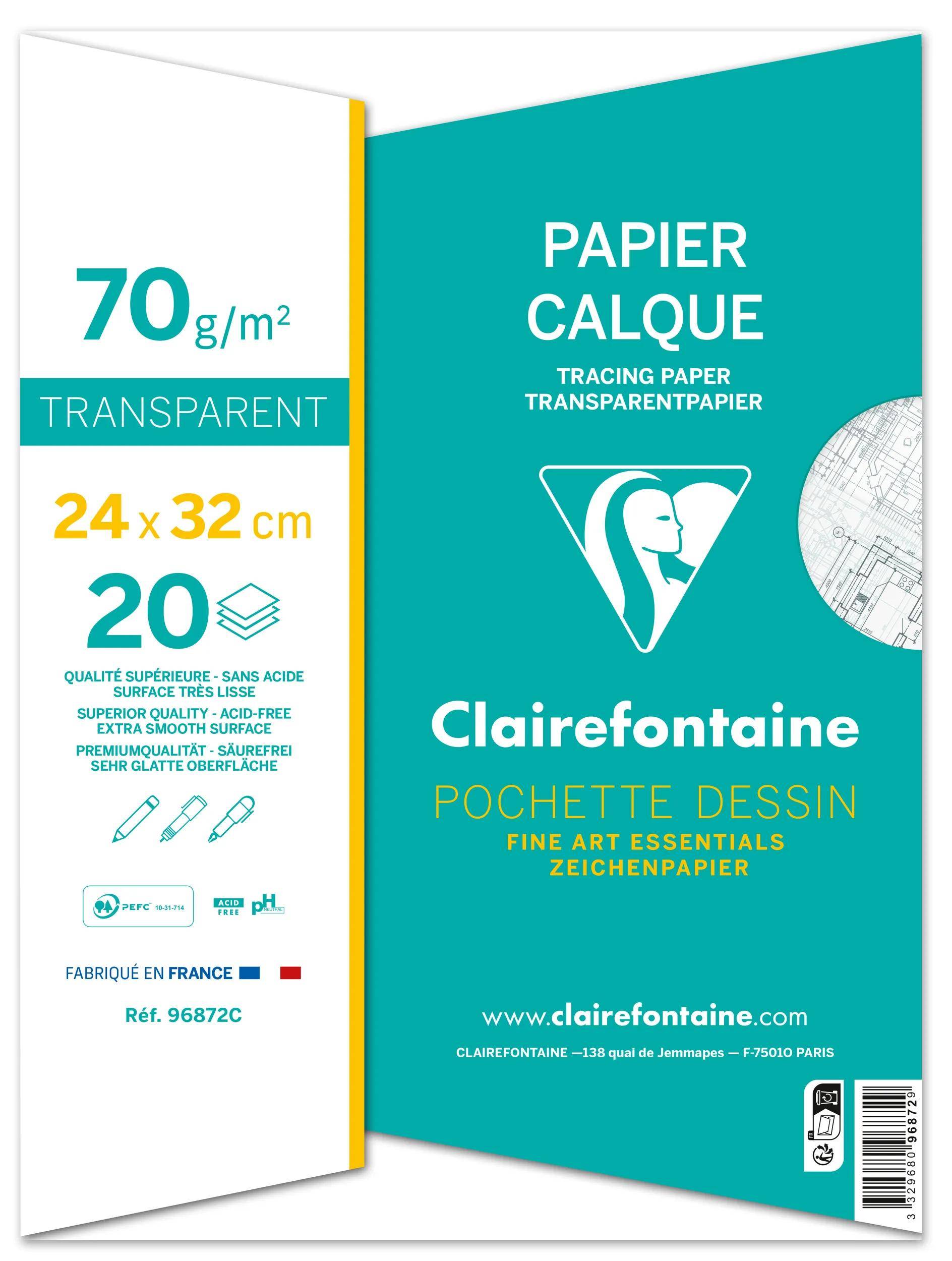 Clairefontaine 10x Transparentpapier, Packung mit 20 Bl, 24x32cm, 70/75g 96872C