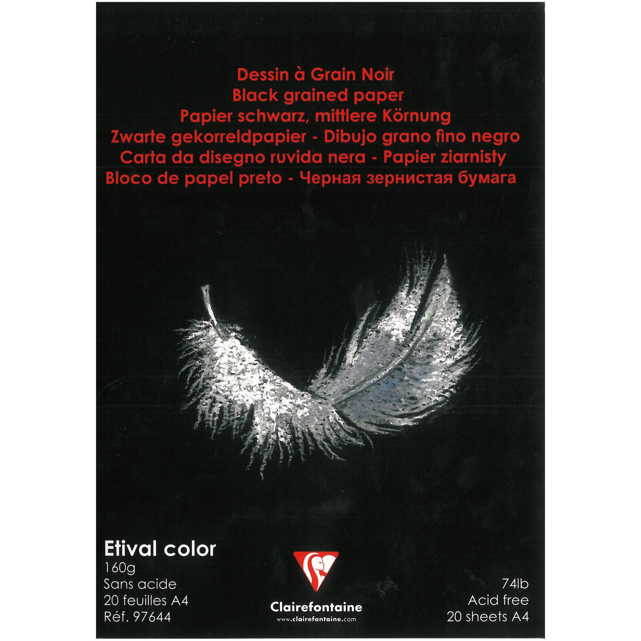 Clairefontaine 5x Zeichenblock kopfseitig geleimt DIN A4 20 Blatt Schwarz 97644C