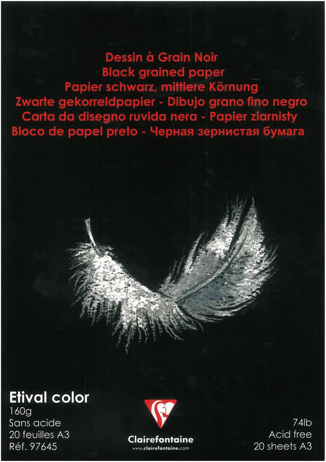 Clairefontaine 5x Zeichenblock kopfseitig geleimt DIN A3 20 Blatt Schwarz 97645C