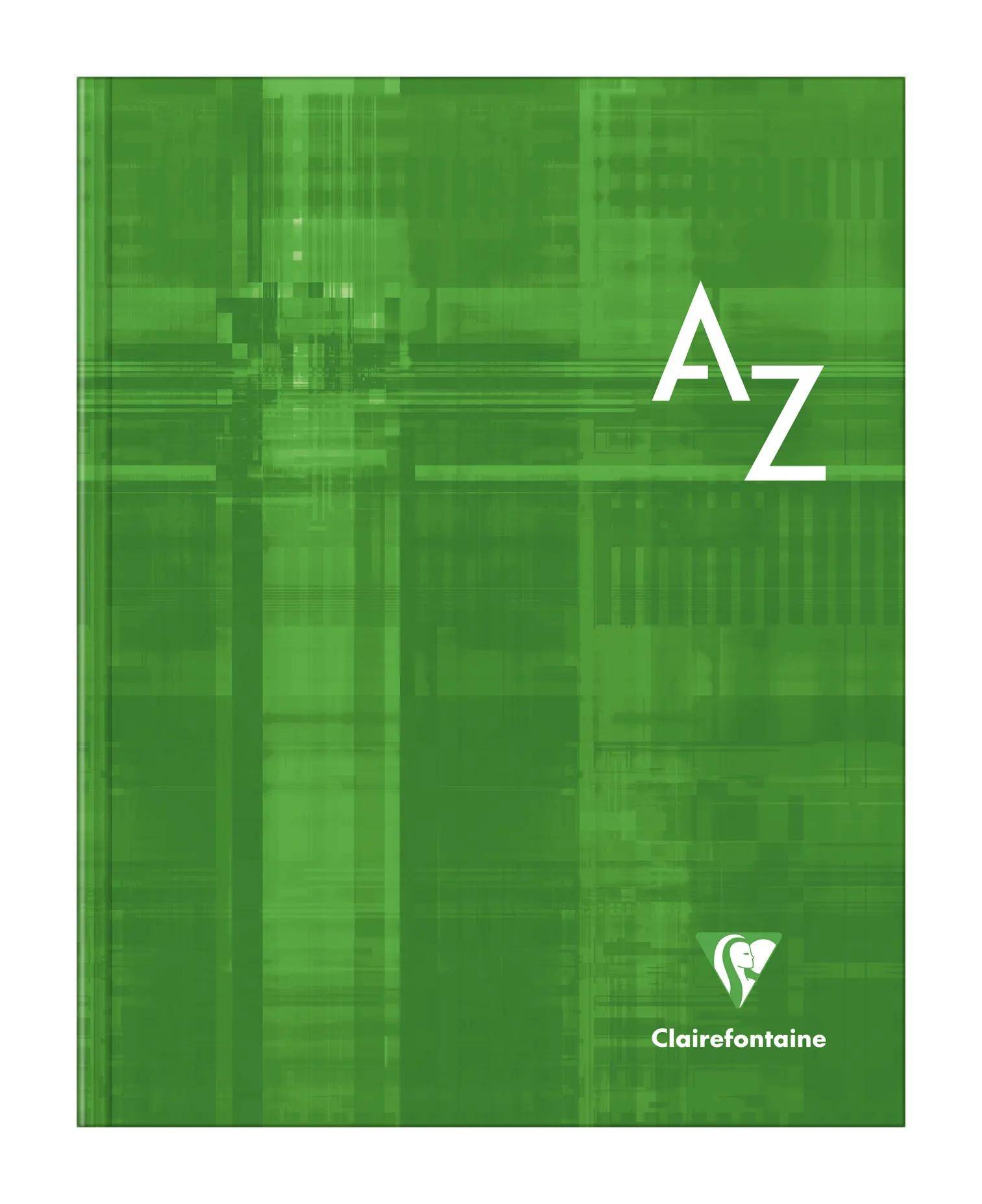 Grüner Clairefontaine-Notizbucheinband mit großen weißen Buchstaben „A Z