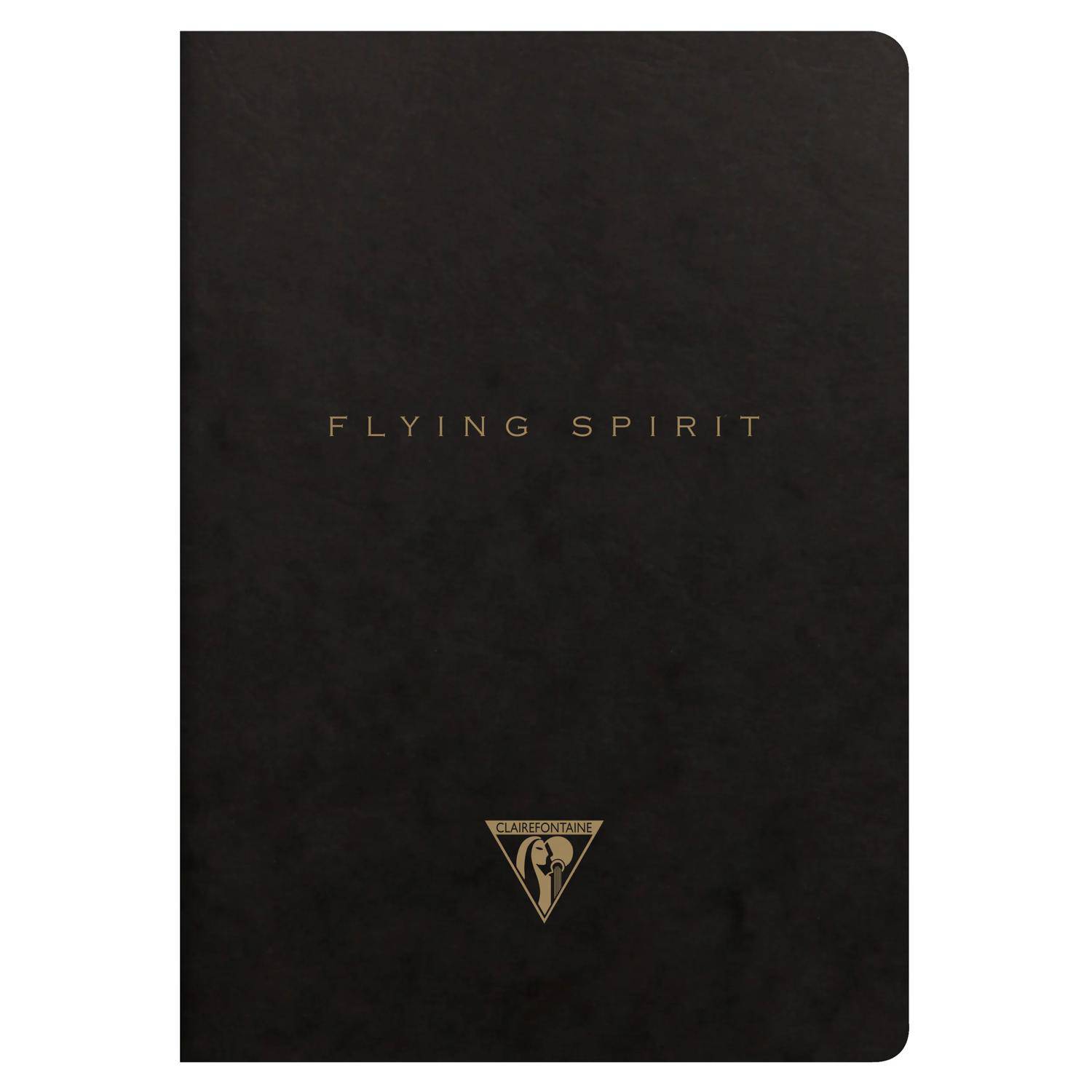 Schwarzer Umschlag mit zentriertem Titel „FLYING SPIRIT