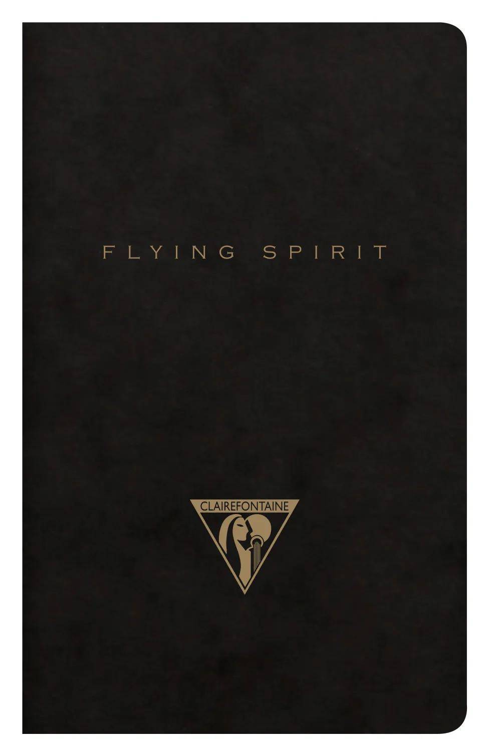 Schwarzer Notizbucheinband mit dem Titel „FLYING SPIRIT