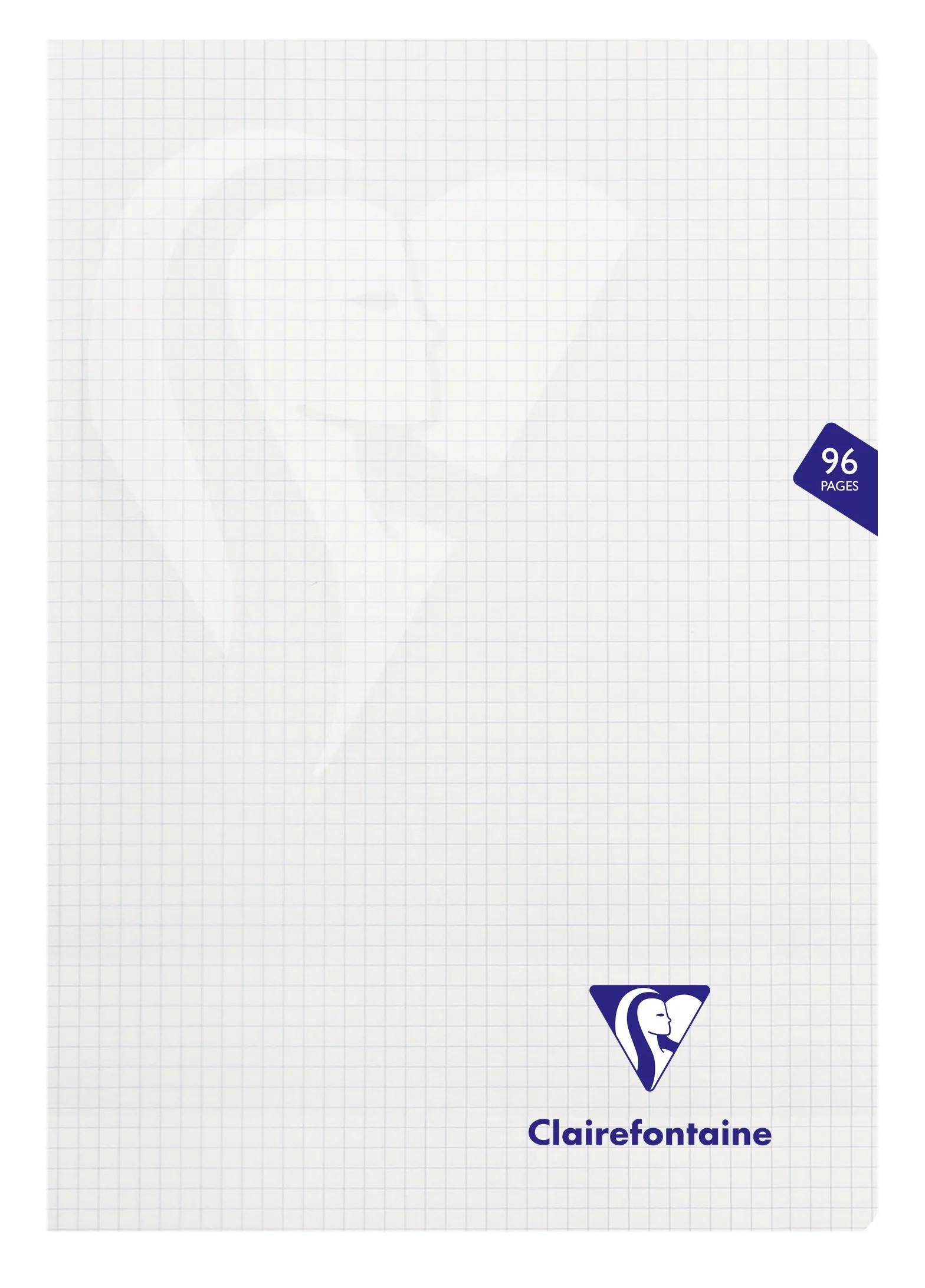Umschlag eines Spiralblocks mit Rastermuster und dreieckigem Logo mit stilisiertem Kopf in der unteren rechten Ecke; mit der Markierung „96 Seiten