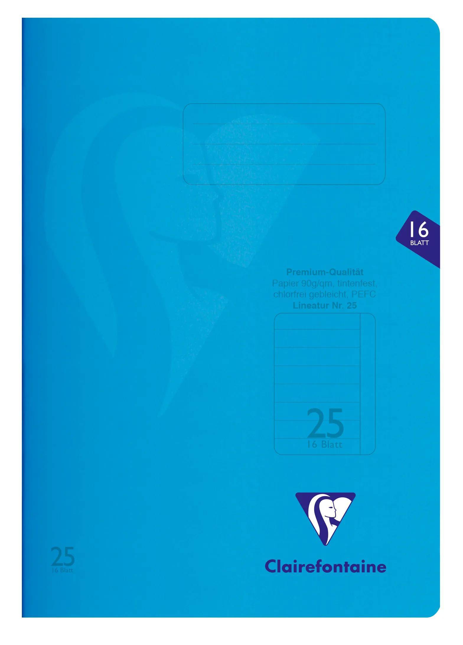 Blauer Clairefontaine-Notizbuchdeckel mit Aufkleber „16 BLAT