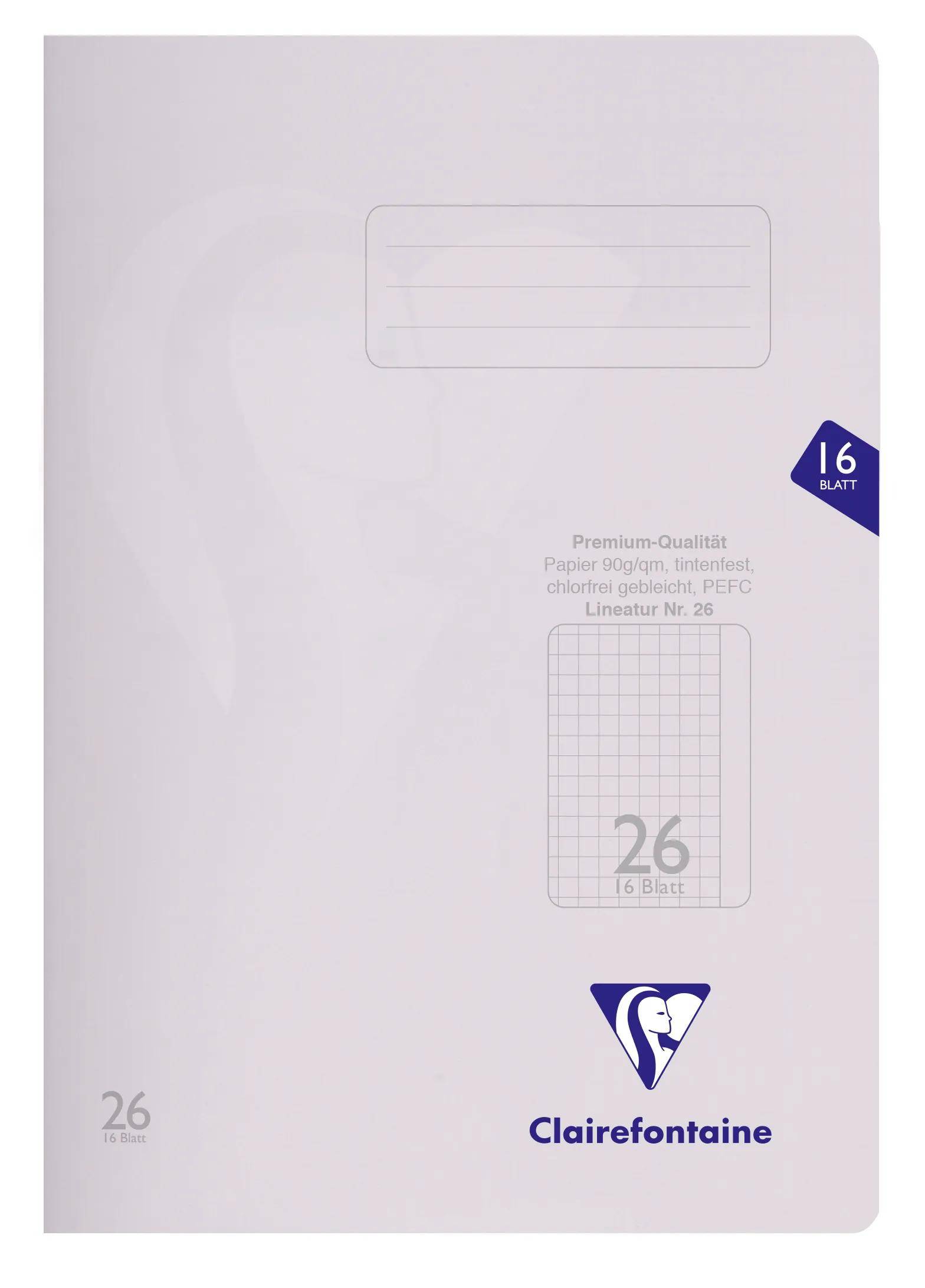 Rosa Clairefontaine linierter Notizbucheinband mit der Bezeichnung „16 Blatt