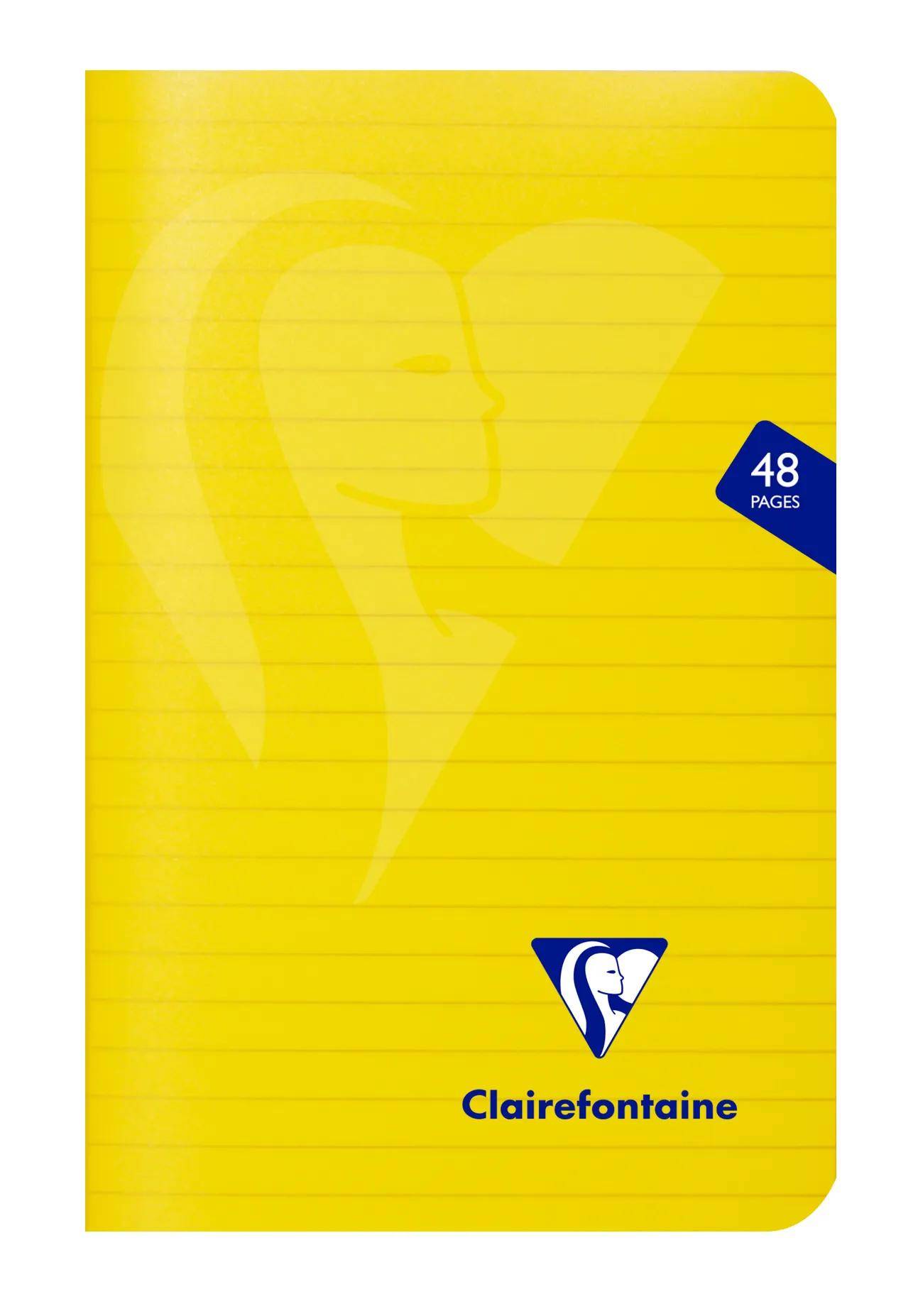 Gelbes Clairefontaine-Notizbuch mit mattiertem Elefantenmotiv und blauem „48 Seiten