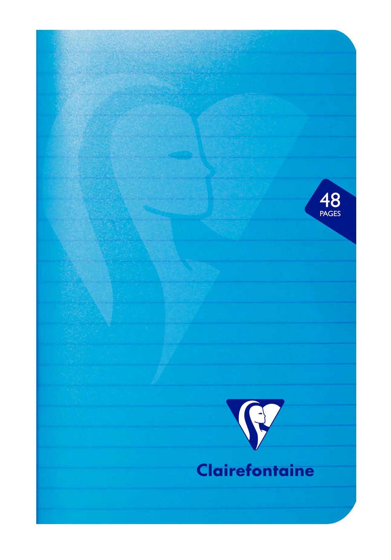 Blaues Clairefontaine Notizbuch mit stilisiertem weißem Gesichtskontur-Design, „48 Seiten