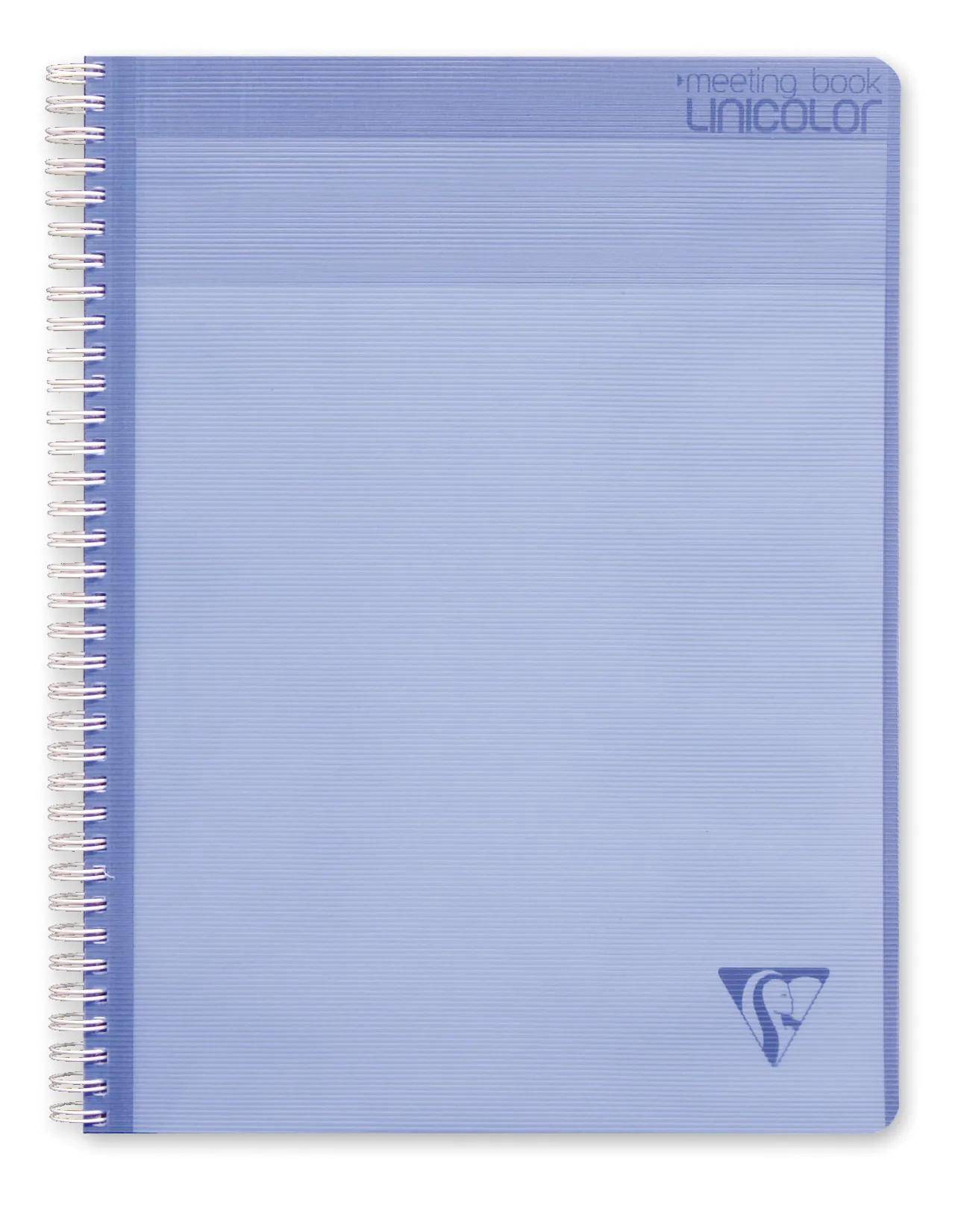 Hellblaues Spiralbindungs-Notizbuchcover mit „medin book uniccolor"-Branding und kleinem Logo in der Ecke