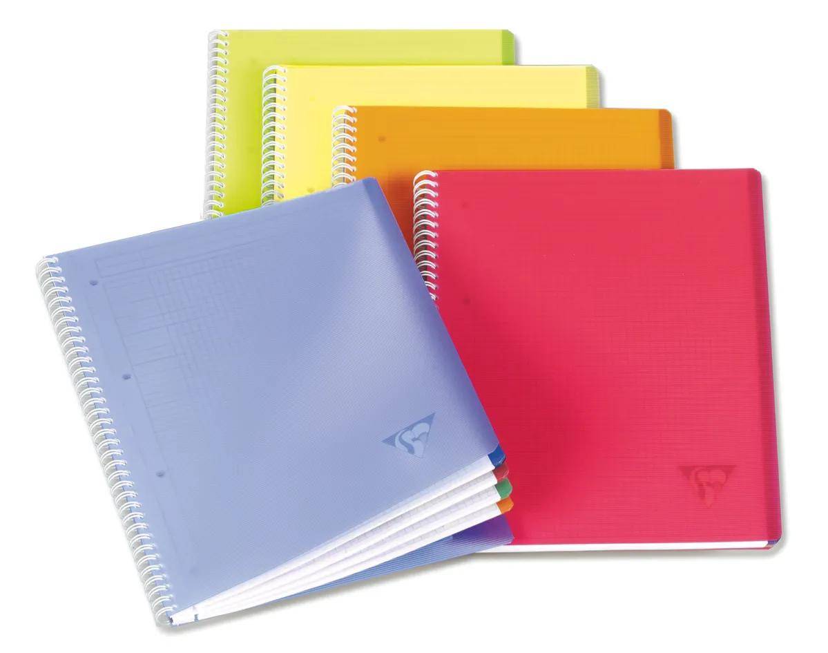 Clairefontaine 5x Doppelspiralbuch 4+, 80 Blatt kariert Farben sortiert 328626C