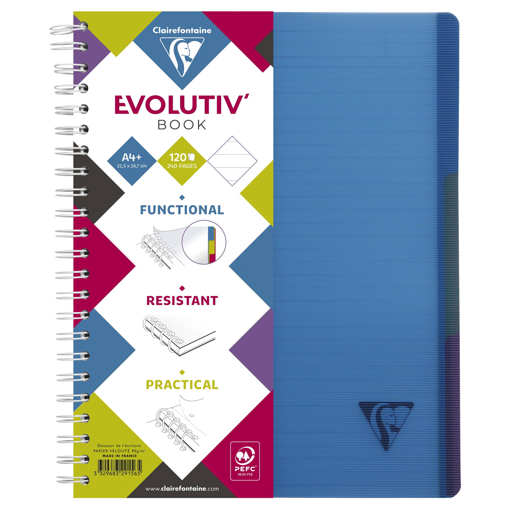 Blauer Spiralblock mit „Clairefontaine EVOLUTIV