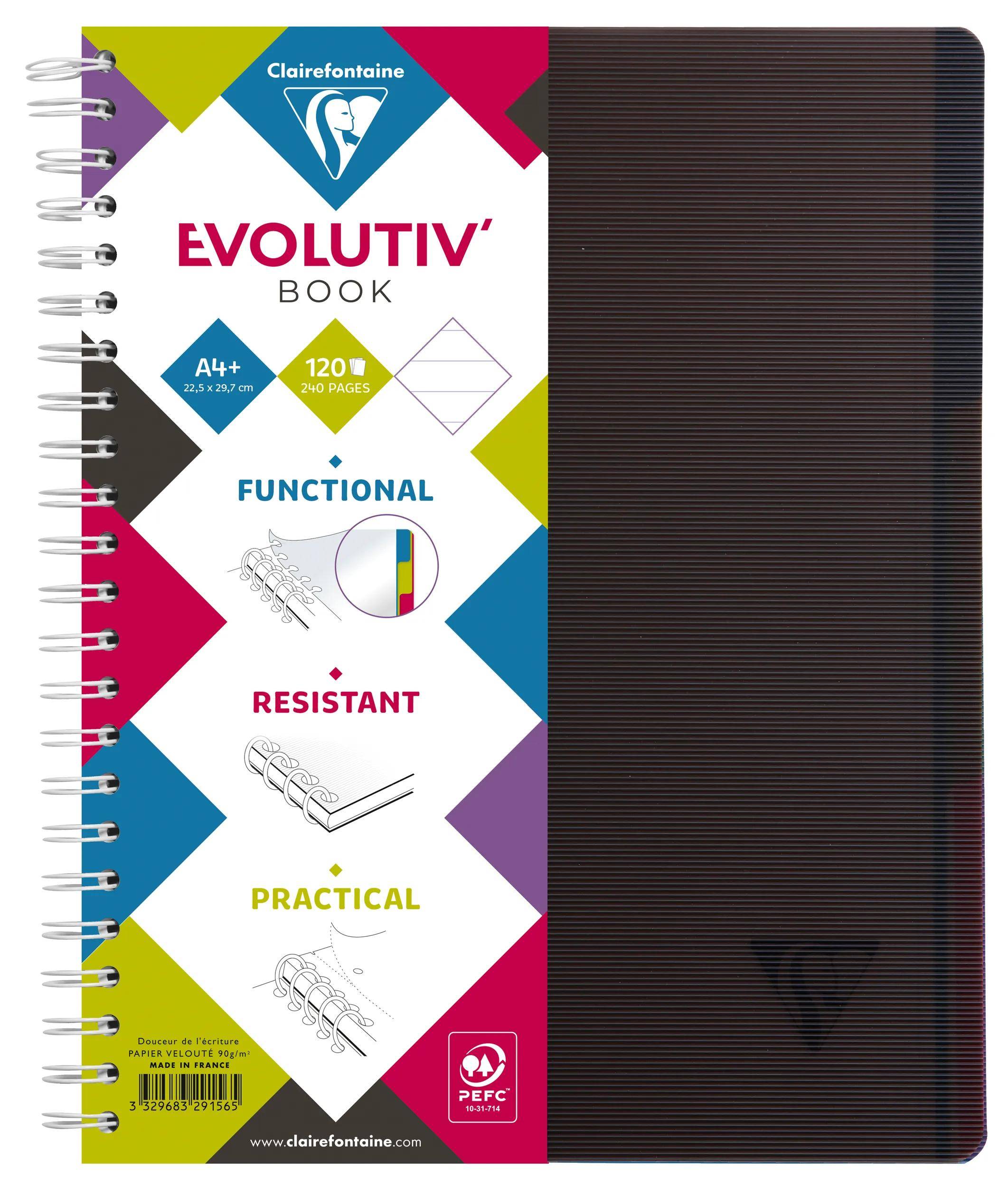 Clairefontaine 5x Buch & Deckel 22,5x29,7cm 120 Blatt liniert sortiert 329156C