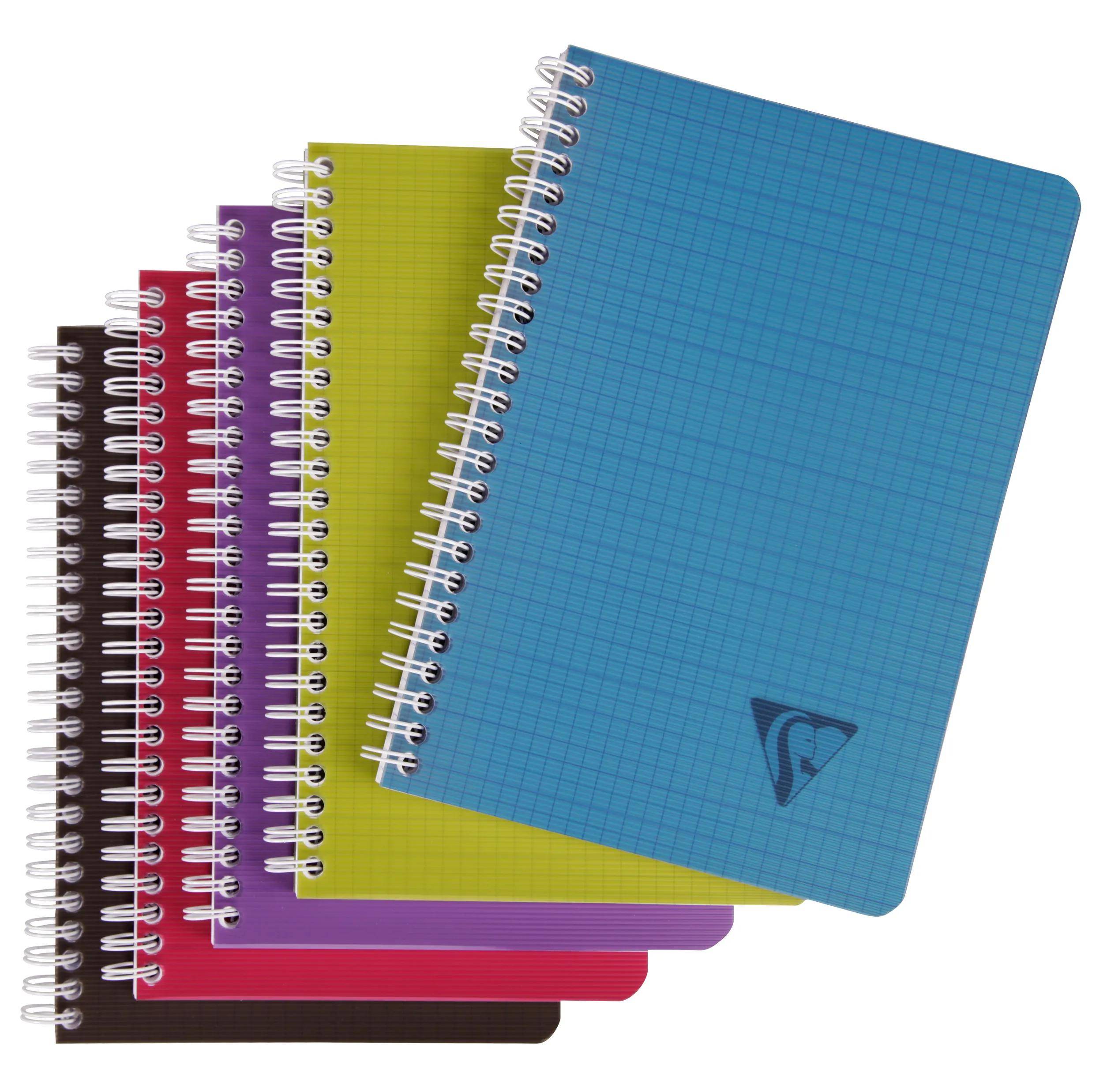Clairefontaine 5x Spiralheft A5 90 Blatt 90g kariert Linicolor sortiert 329506C