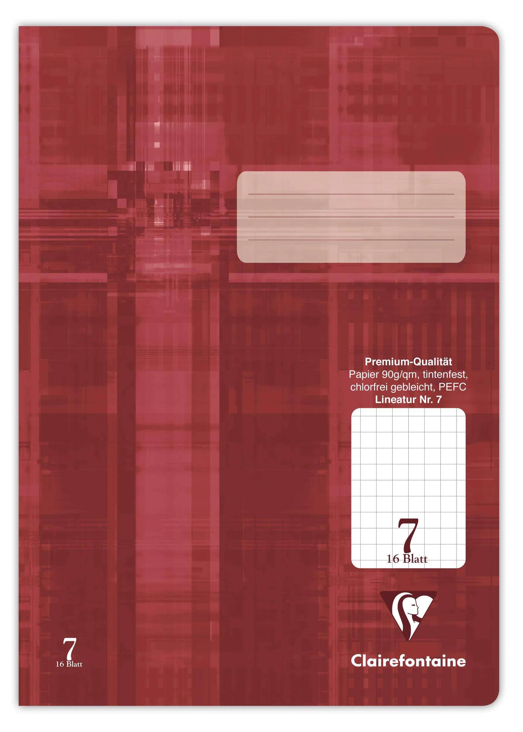 Clairefontaine 25x Schulheft DIN A4 16 Blatt Lineatur kariert Bordeaux 331007C